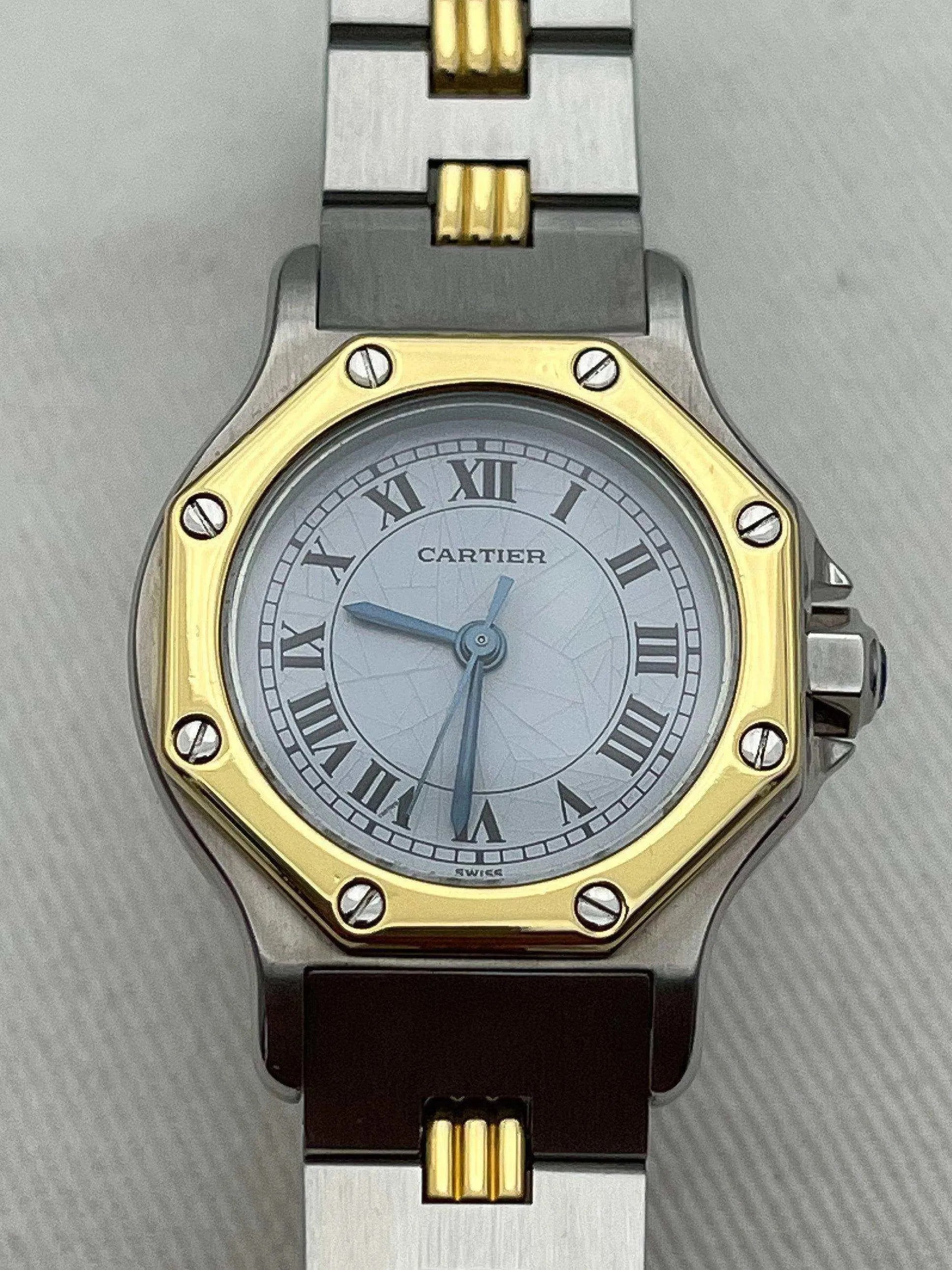 Cartier - SANTOS GODRON 24MM acier or - 1990s - Atelier Victor Paris - Vintage Watch Shop Dubai
