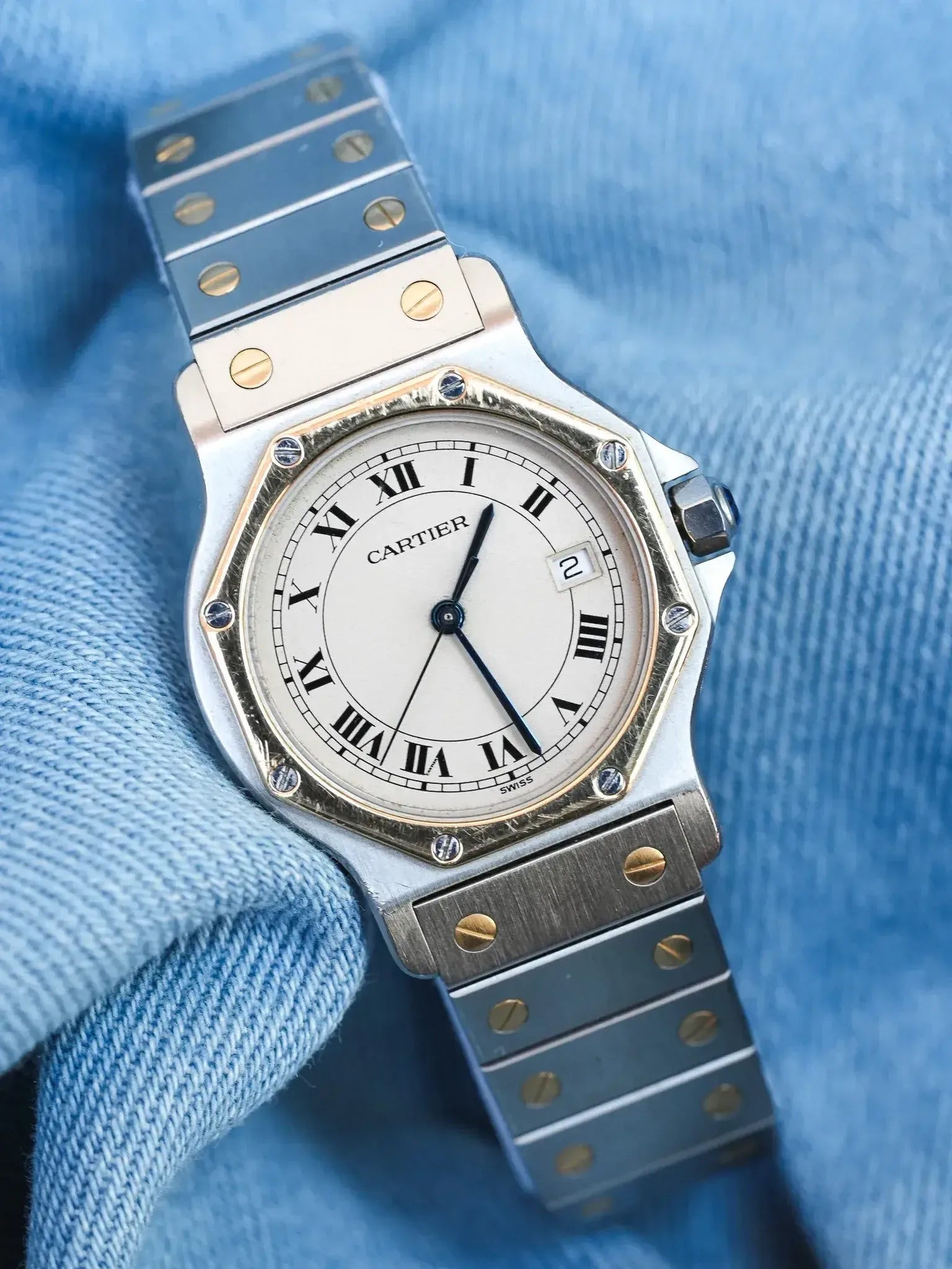 Cartier - Santos Achteckig 29mm Stahl Gold Quarz - Box