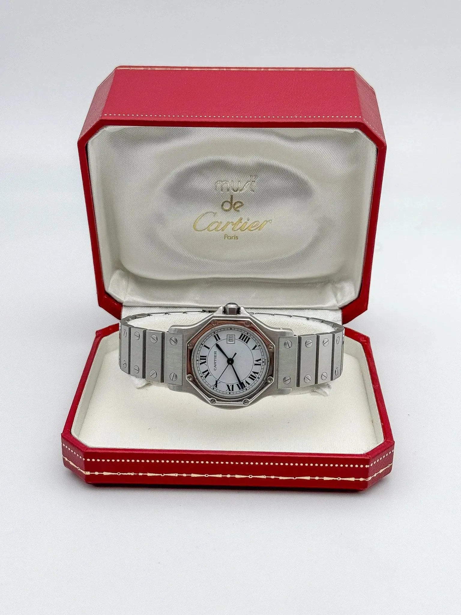 Cartier - Santos Octogonale acier 30mm auto - boite - 1980s - Atelier Victor Paris - Vintage Watch Shop Dubai