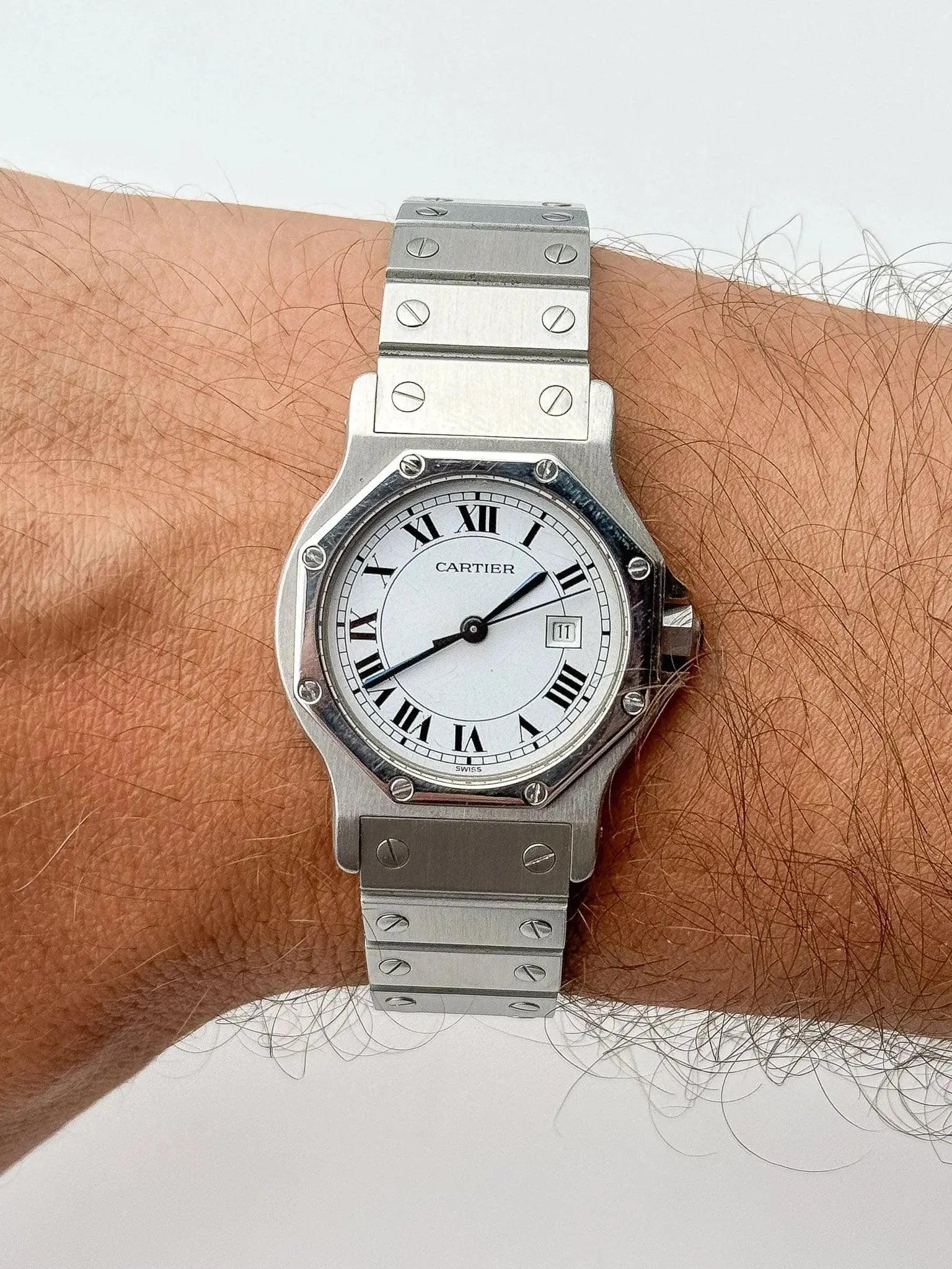 Cartier - Santos Octogonale acier 30mm auto - boite - 1980s - Atelier Victor Paris - Vintage Watch Shop Dubai