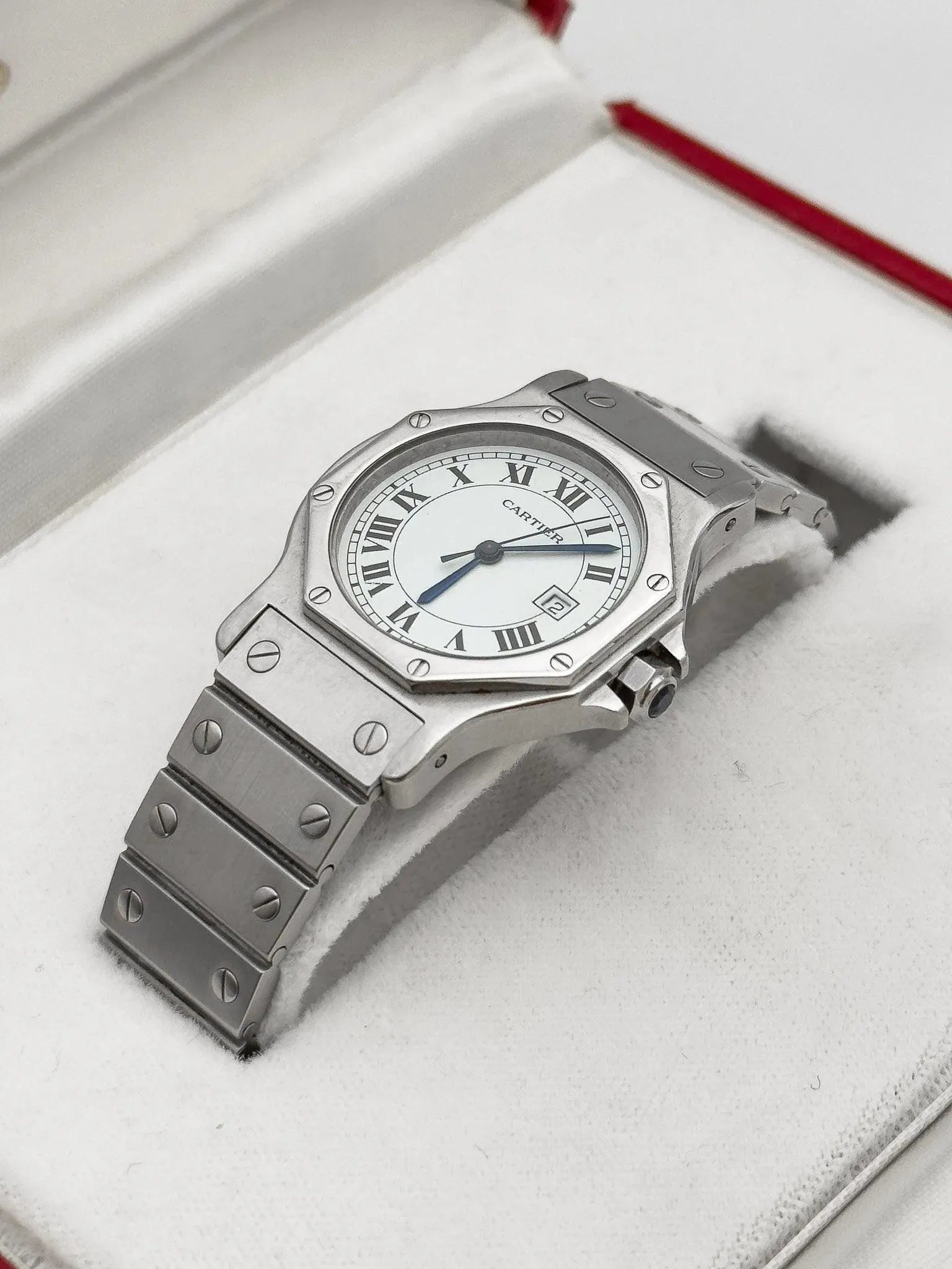 Cartier - Santos Octogonale Acier 30mm auto - boite - 1980s - Atelier Victor Paris - Vintage Watch Shop Dubai