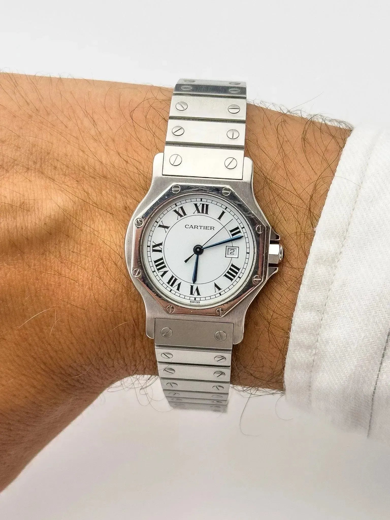 Cartier - Santos Octogonale Acier 30mm Large automatique - boite - 1980s - Atelier Victor