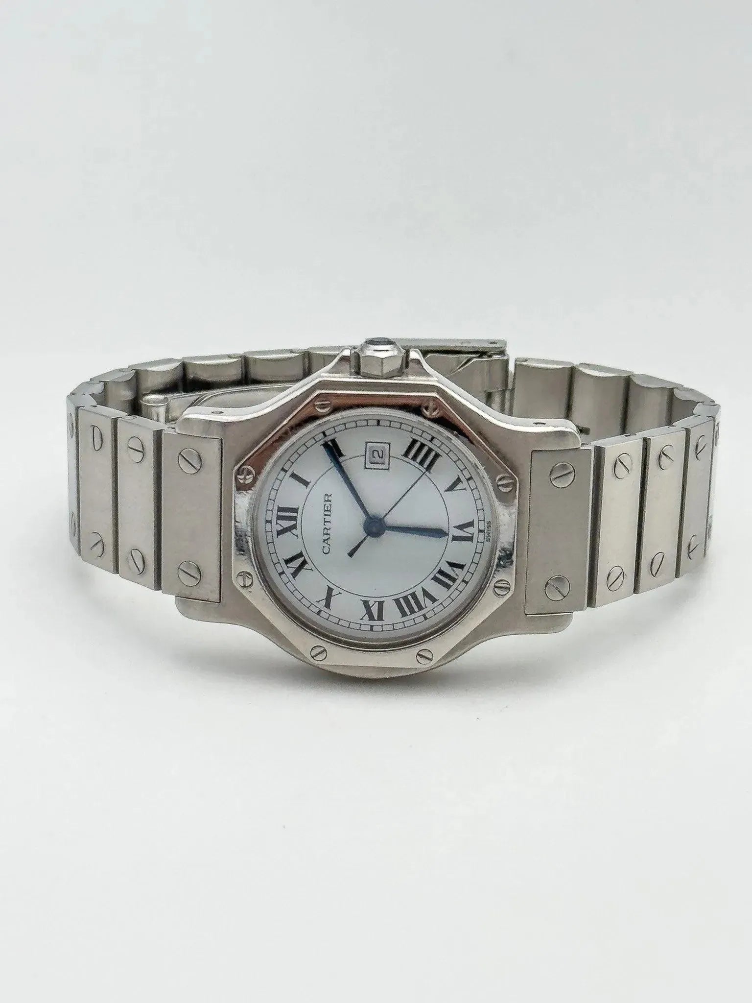Cartier - Santos Octogonale Acier 30mm Large automatique - boite - 1980s - Atelier Victor - Vintage  Shop