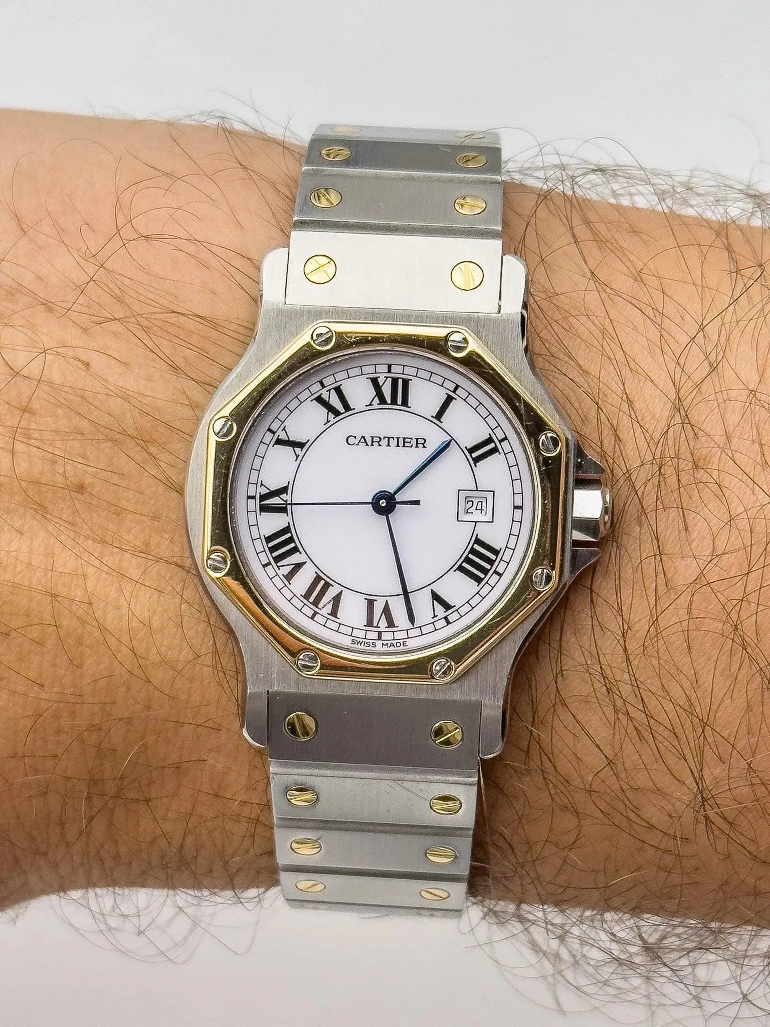 Cartier - Santos Octogonale acier or auto 30mm - 1980s - Atelier Victor