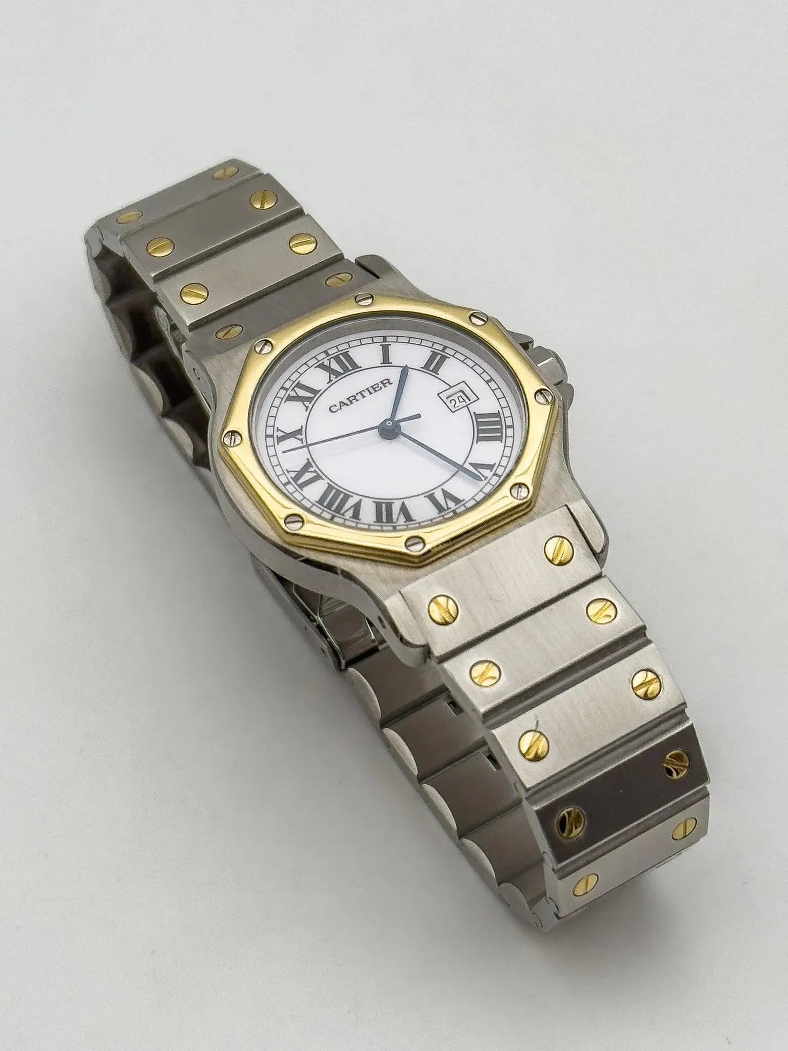 Cartier - Santos Octogonale acier or auto 30mm - 1980s - Atelier Victor - Vintage  Shop