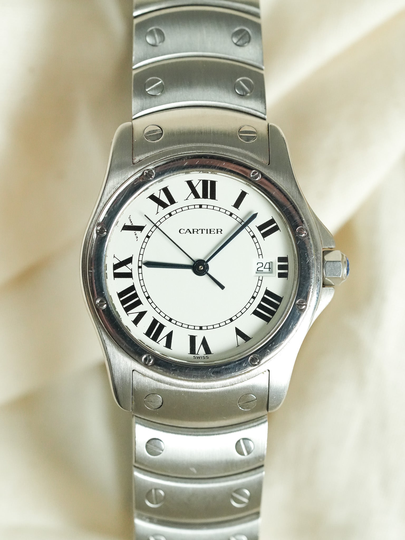Cartier - Santos Ronde GM Acier référence 1561 - 1990s - Atelier Victor - Vintage  Shop
