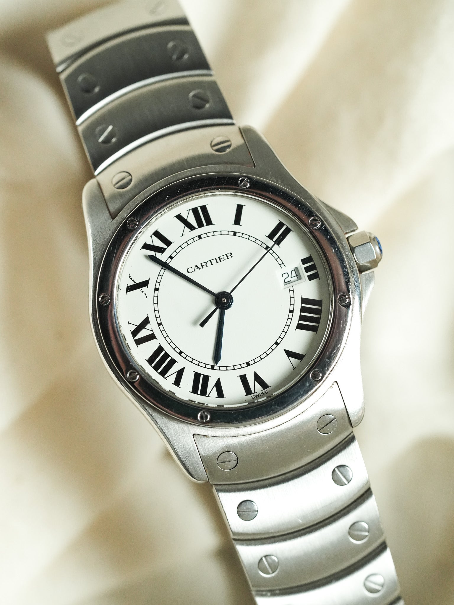 Cartier - Santos Ronde GM Acier référence 1561 - 1990s - Atelier Victor - Vintage  Shop