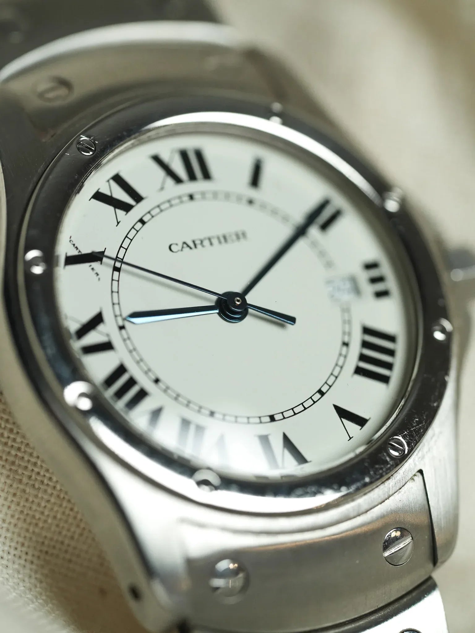 Cartier - Santos Ronde GM Acier référence 1561 - 1990s - Atelier Victor - Vintage  Shop