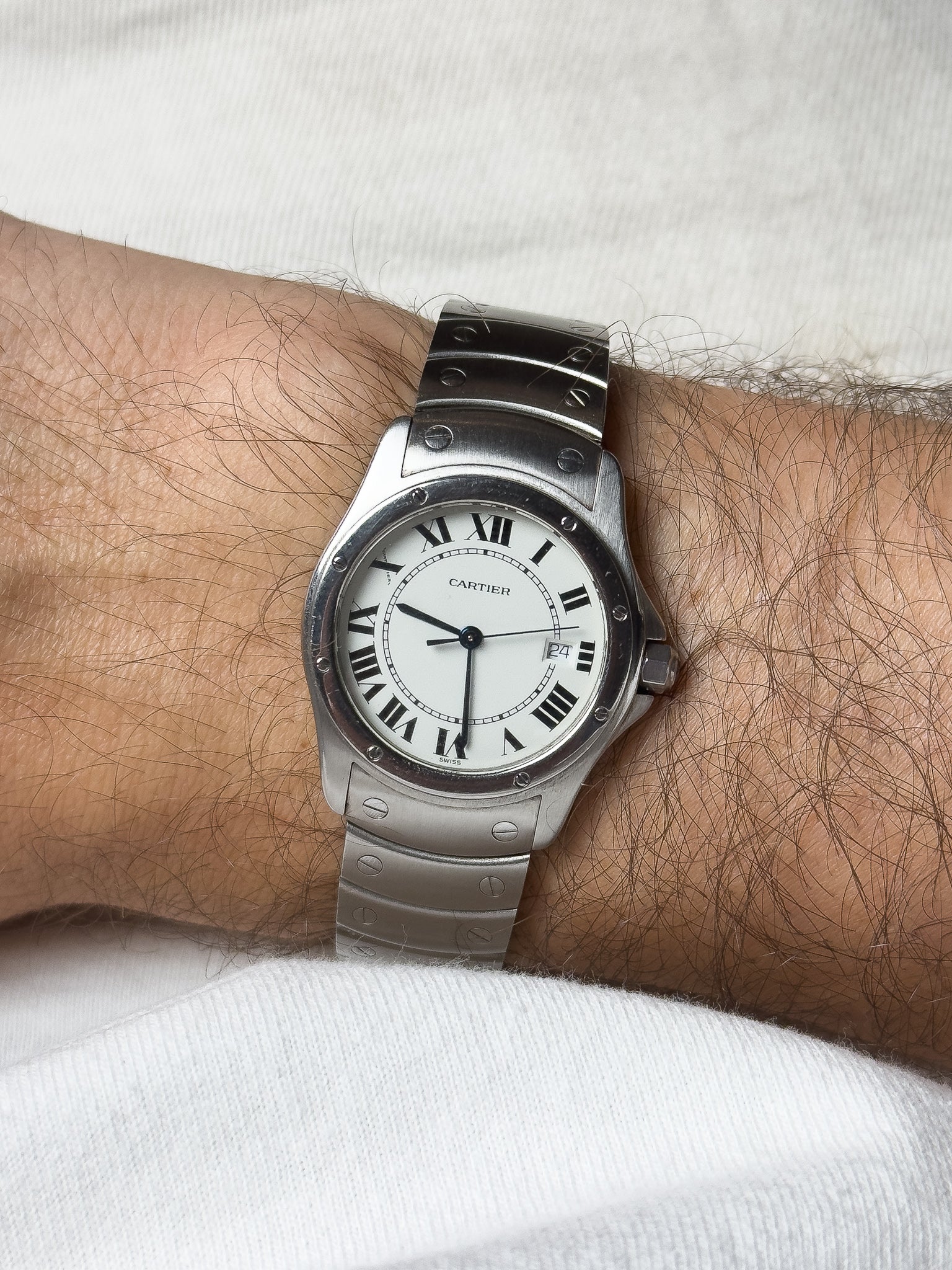 Cartier - Santos Ronde GM Acier référence 1561 - 1990s - Atelier Victor - Vintage  Shop