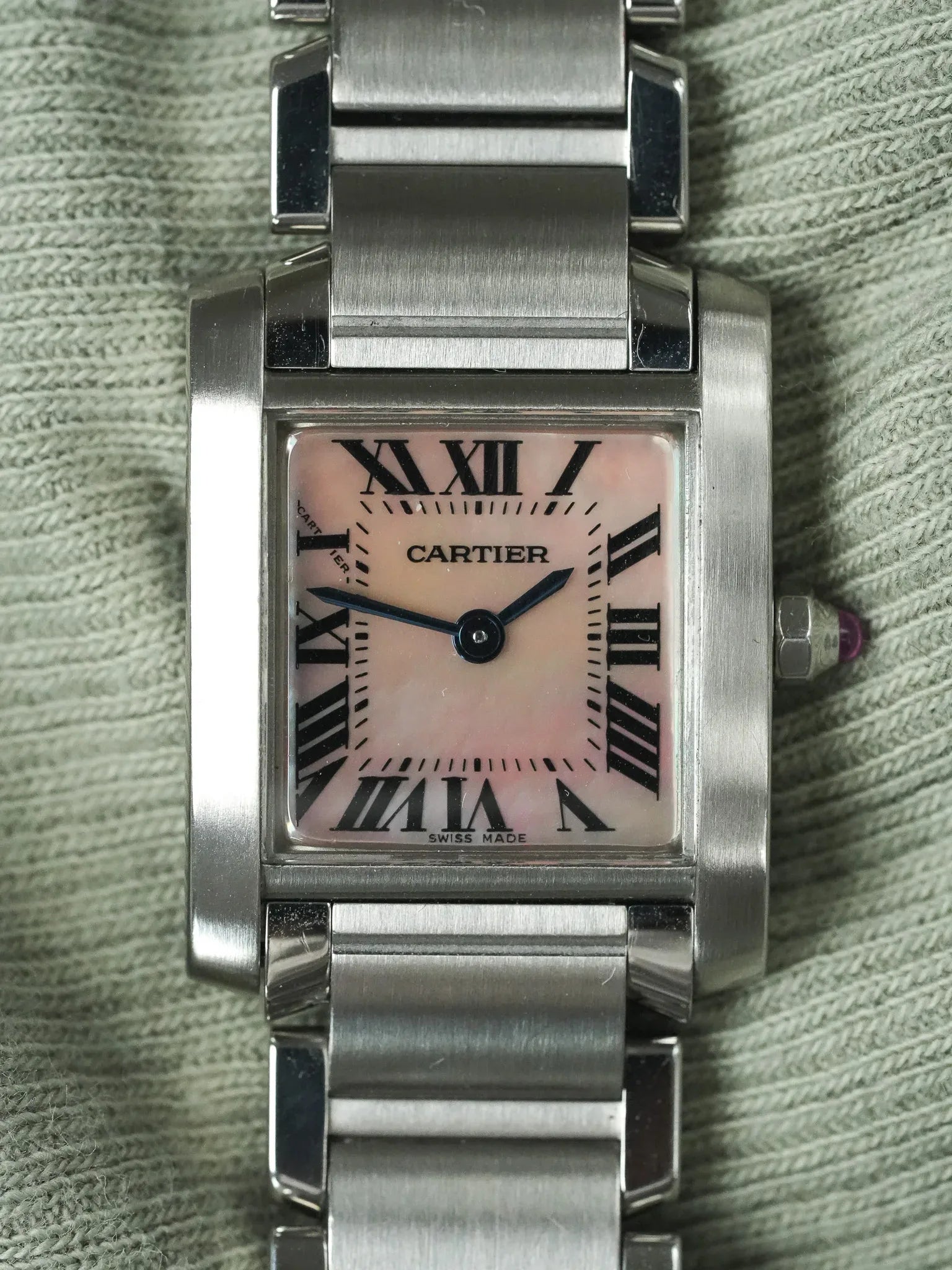 Cartier - Tank Francaise 2384 Acier Cadran en nacre rose - 2000s - Atelier Victor