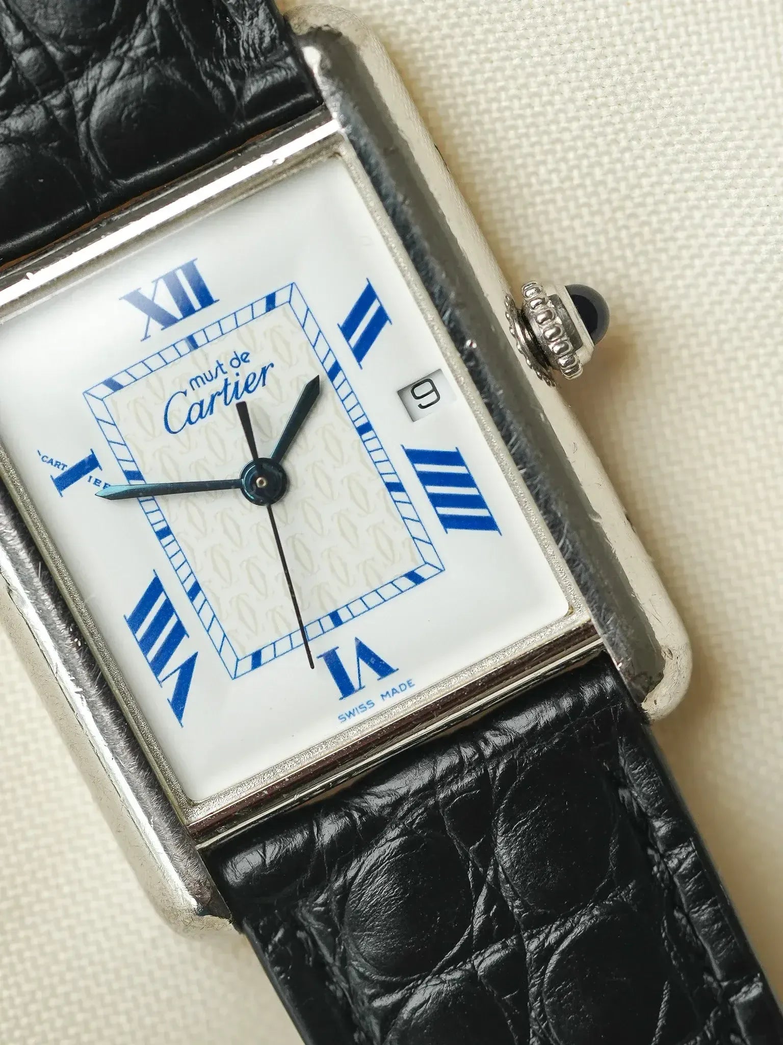 Cartier - Tank Must 2414 Solid silver with Buckle deployant
