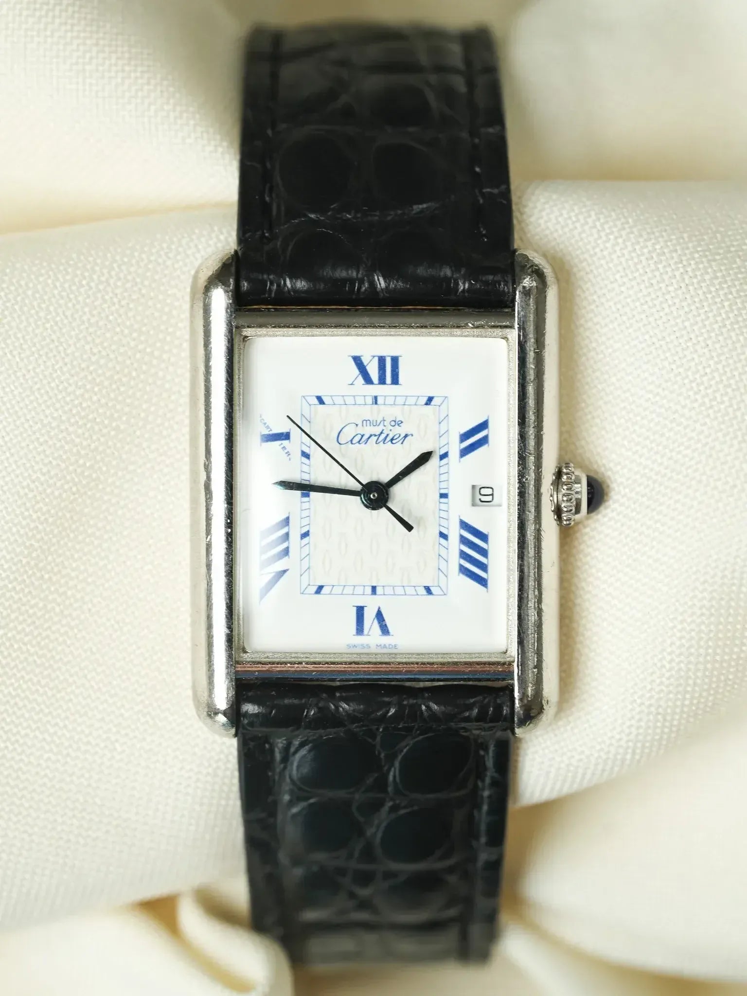 Cartier - Tank Must 2414 Solid silver with Buckle deployant