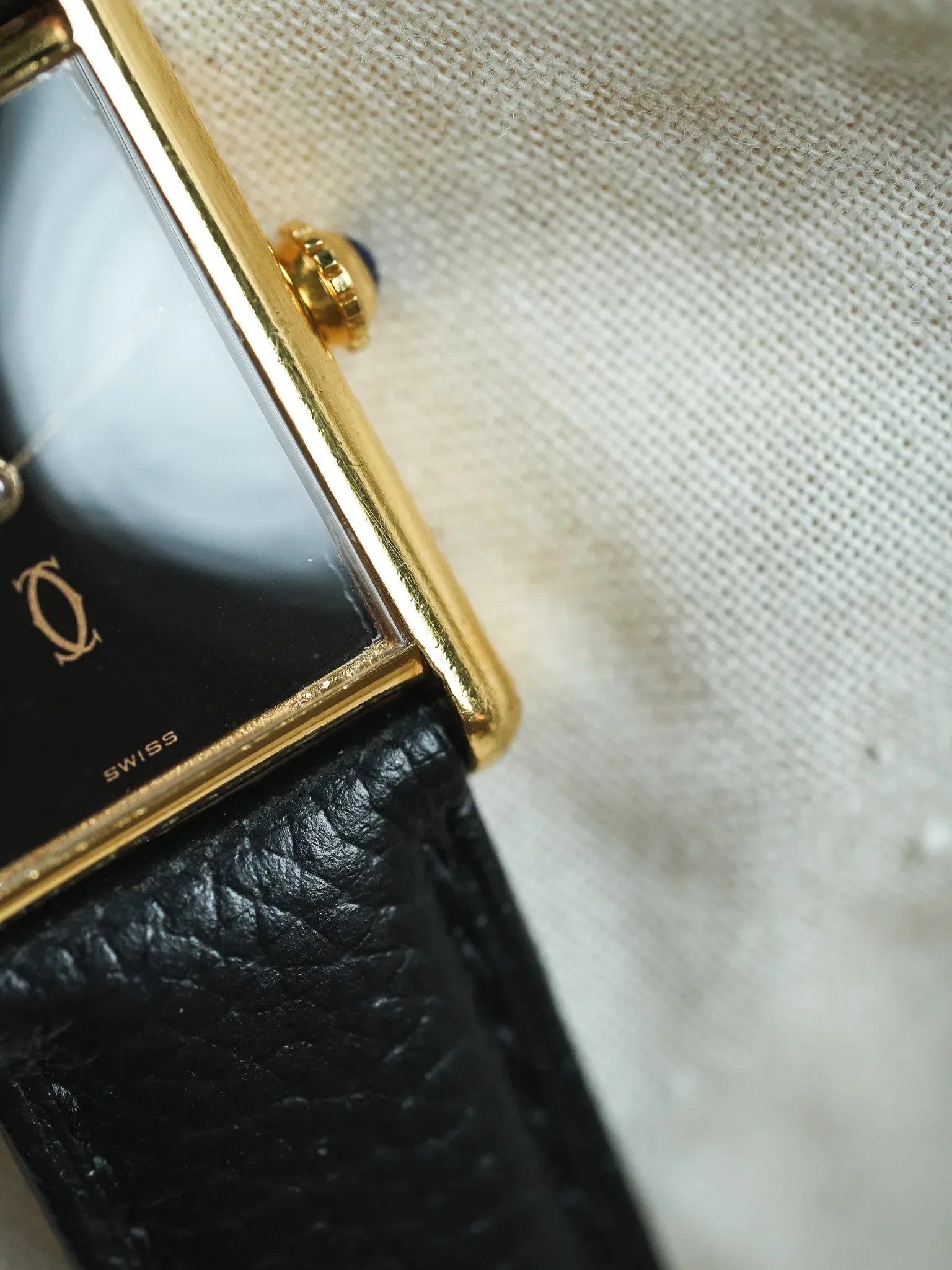 Cartier - Tank Must de Cartier 23x30 Vermeil Cadran Noir laqué Boucle Déployante - 1980s - Atelier Victor