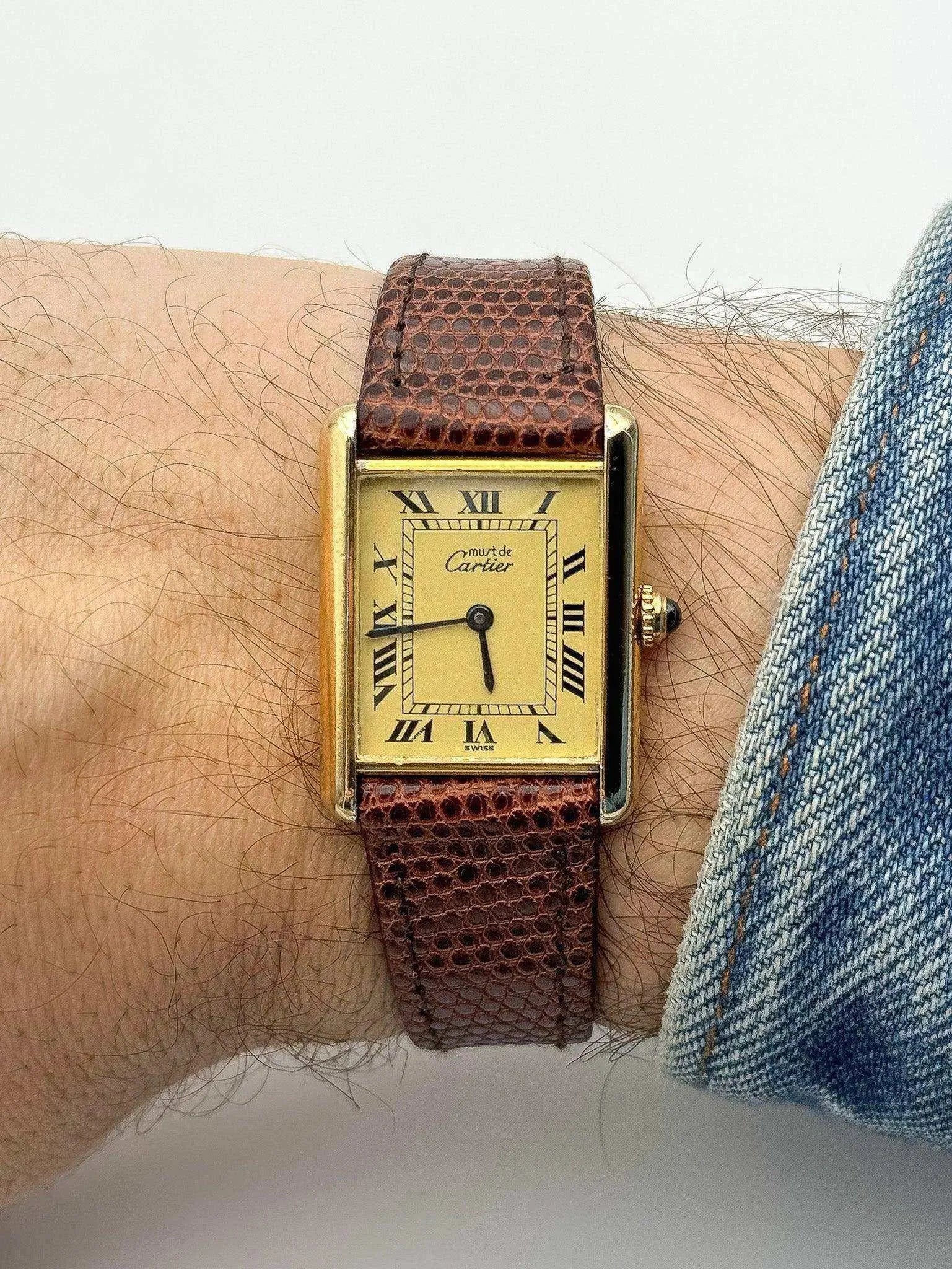 Cartier - Tank Must LM Vermeil Cadran Or - 1980S - Atelier Victor Paris - Vintage Watch Shop Dubai