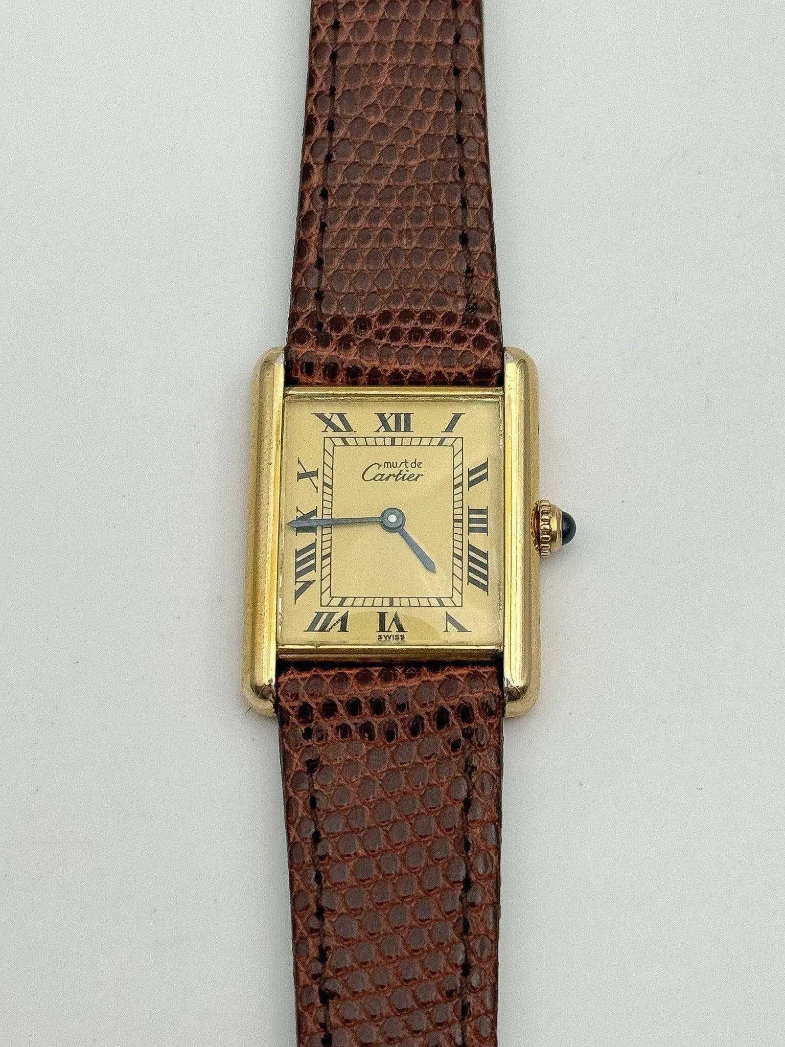 Cartier - Tank Must LM Vermeil Cadran Or - 1980S - Atelier Victor Paris - Vintage Watch Shop Dubai