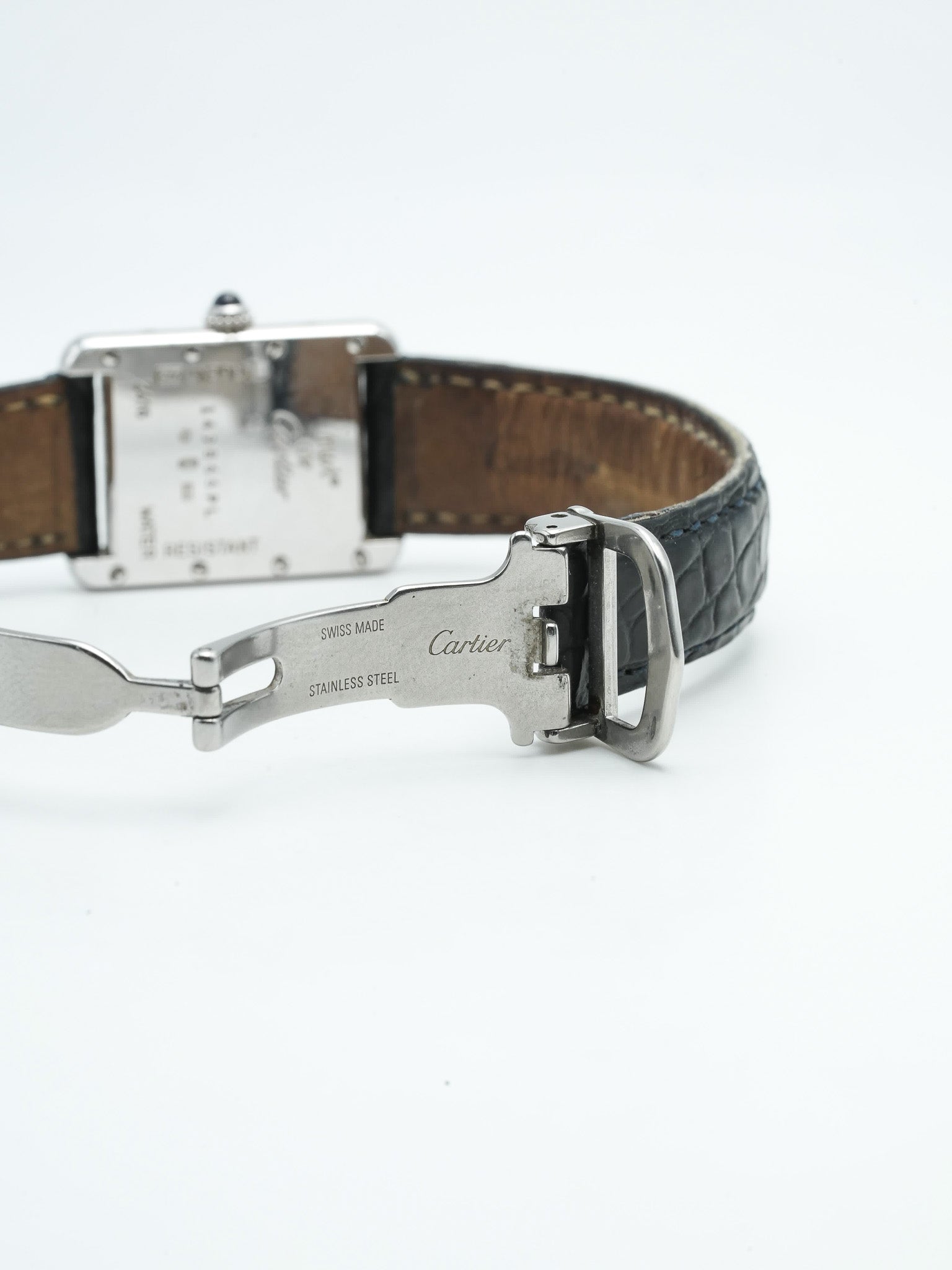 Cartier - Tank Must SM 2416 en argent massif index bleu - 1990s - Atelier Victor Paris - Vintage Watch Shop Dubai