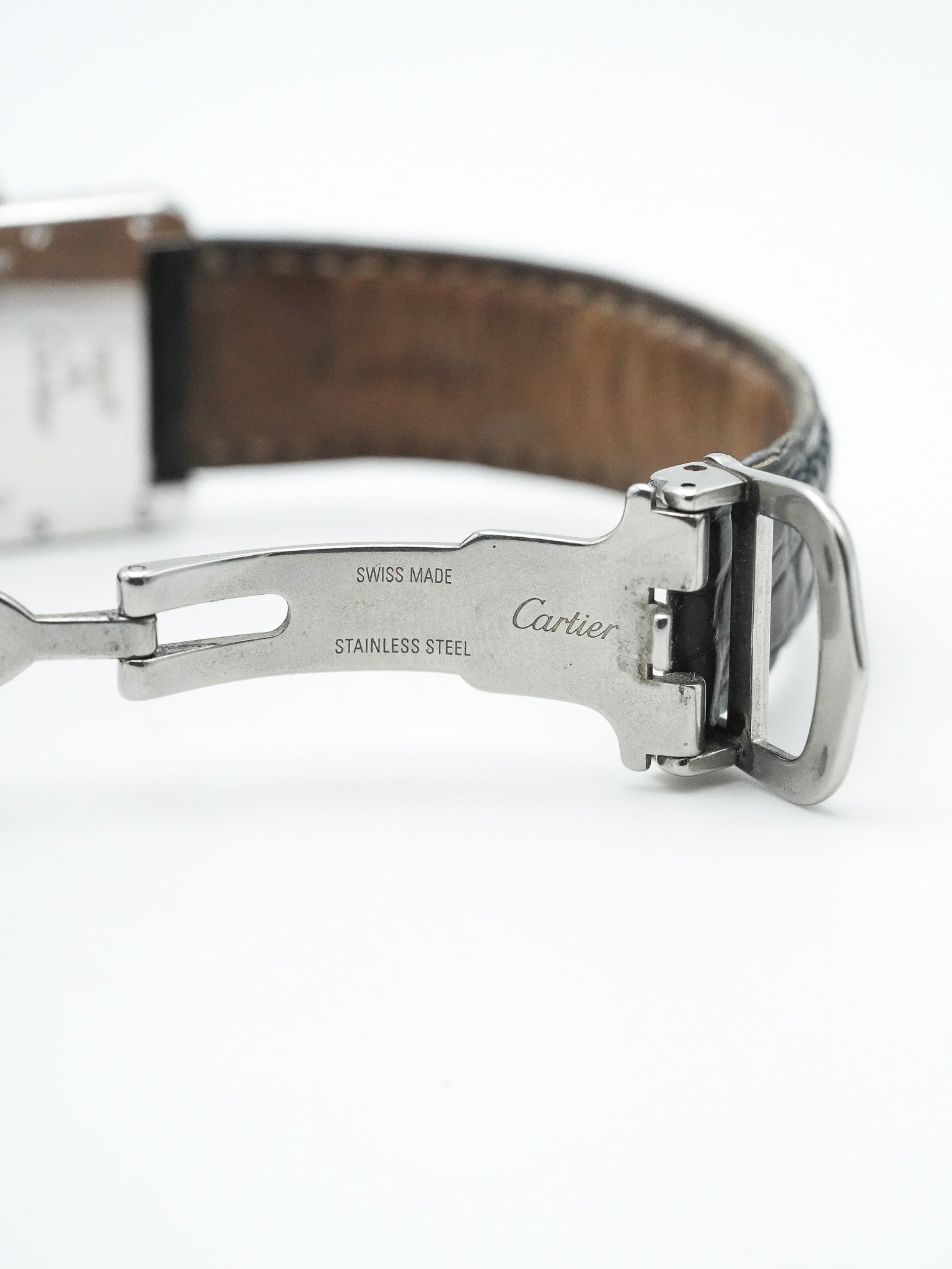 Cartier - Tank Must SM 2416 en argent massif index bleu - 1990s - Atelier Victor Paris - Vintage Watch Shop Dubai