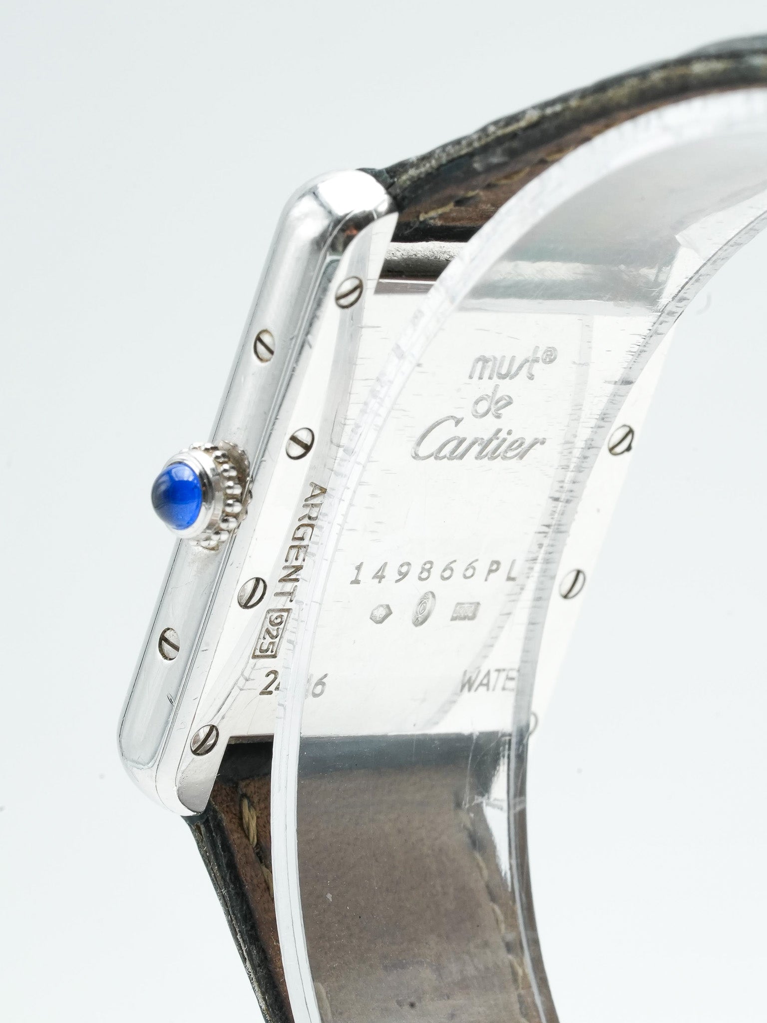 Cartier - Tank Must SM 2416 en argent massif index bleu - 1990s - Atelier Victor Paris - Vintage Watch Shop Dubai