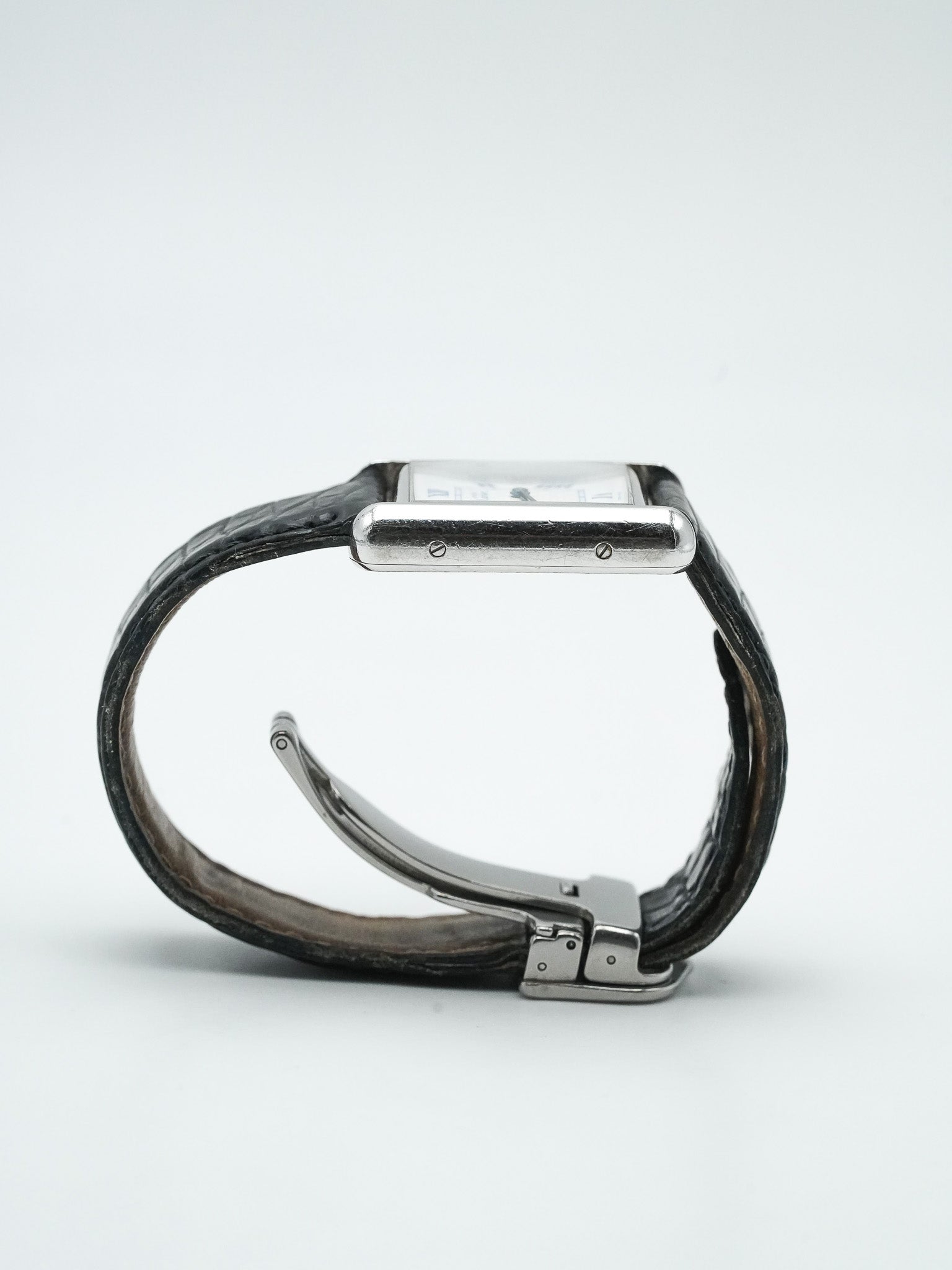 Cartier - Tank Must SM 2416 en argent massif index bleu - 1990s - Atelier Victor Paris - Vintage Watch Shop Dubai