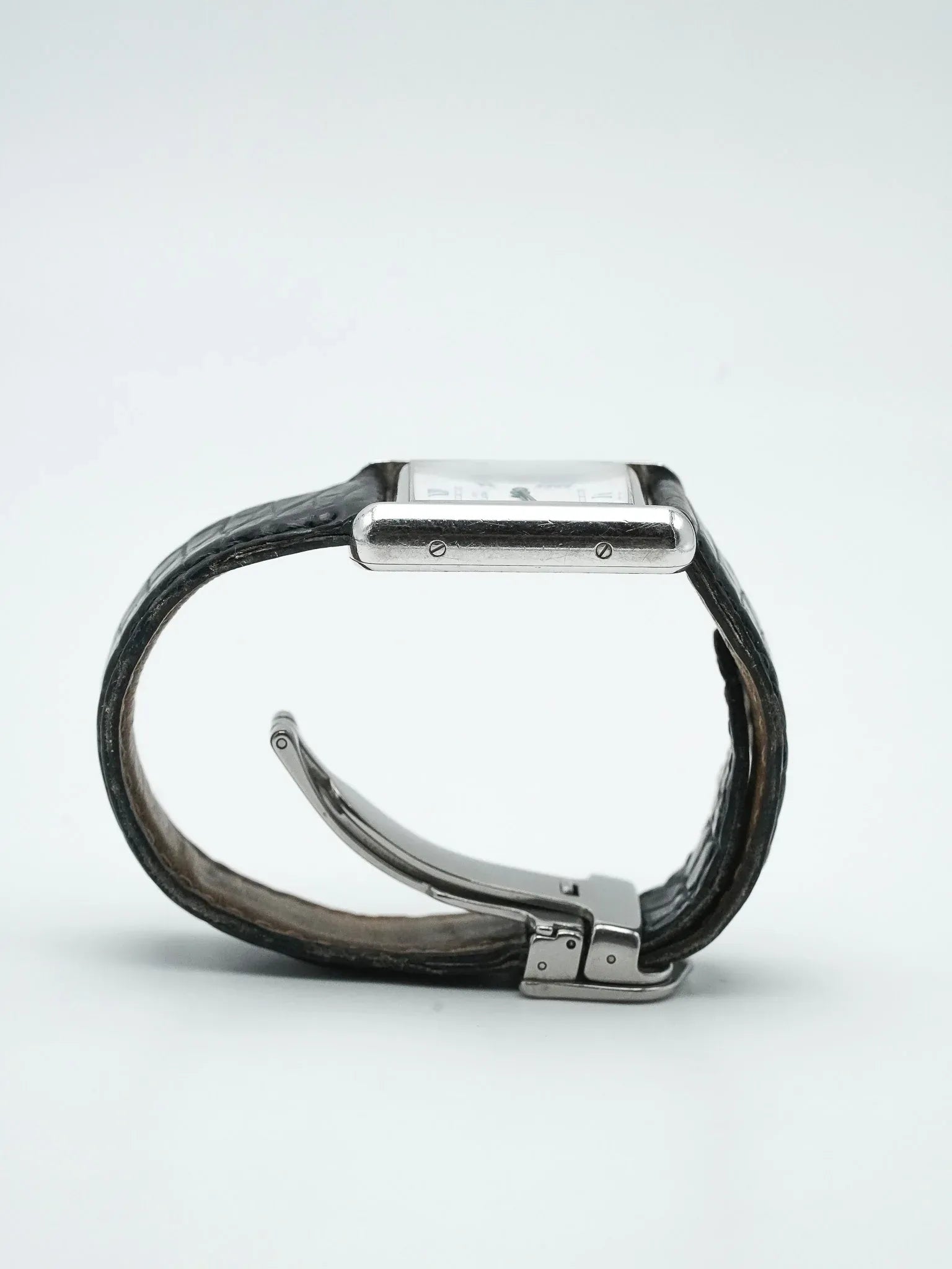 Cartier - Tank Must SM 2416 en argent massif index bleu - 1990s - Atelier Victor - Vintage  Shop
