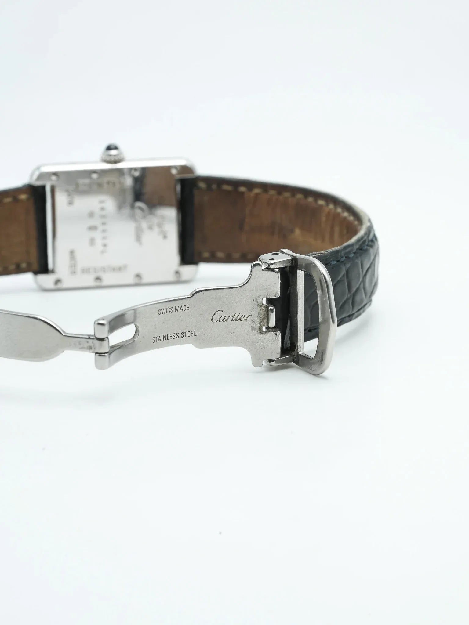 Cartier - Tank Must SM 2416 en argent massif index bleu - 1990s - Atelier Victor - Vintage  Shop