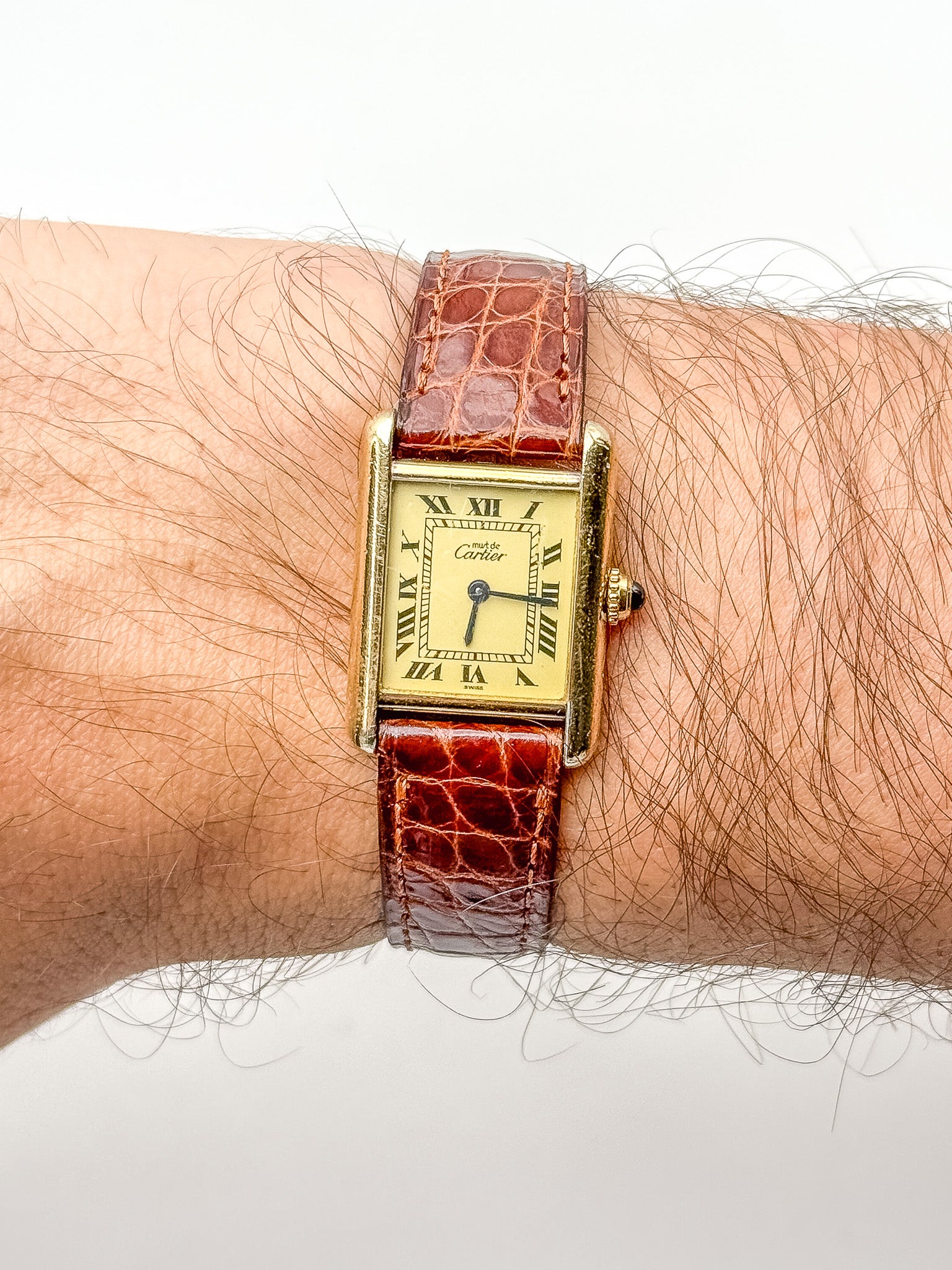 Cartier - Tank Must SM Vermeil Boucle ardillon cadran or - 1990s - Atelier Victor Paris - Vintage Watch Shop Dubai