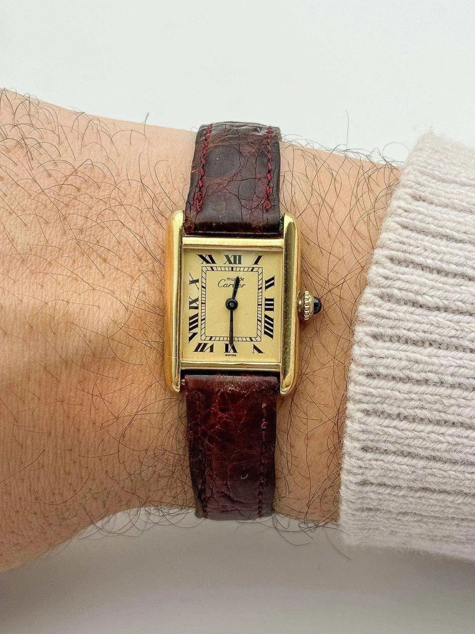 Cartier - Tank Must Vermeil Boucle ardillon Cadran or - 1980s - Atelier Victor - Vintage  Shop