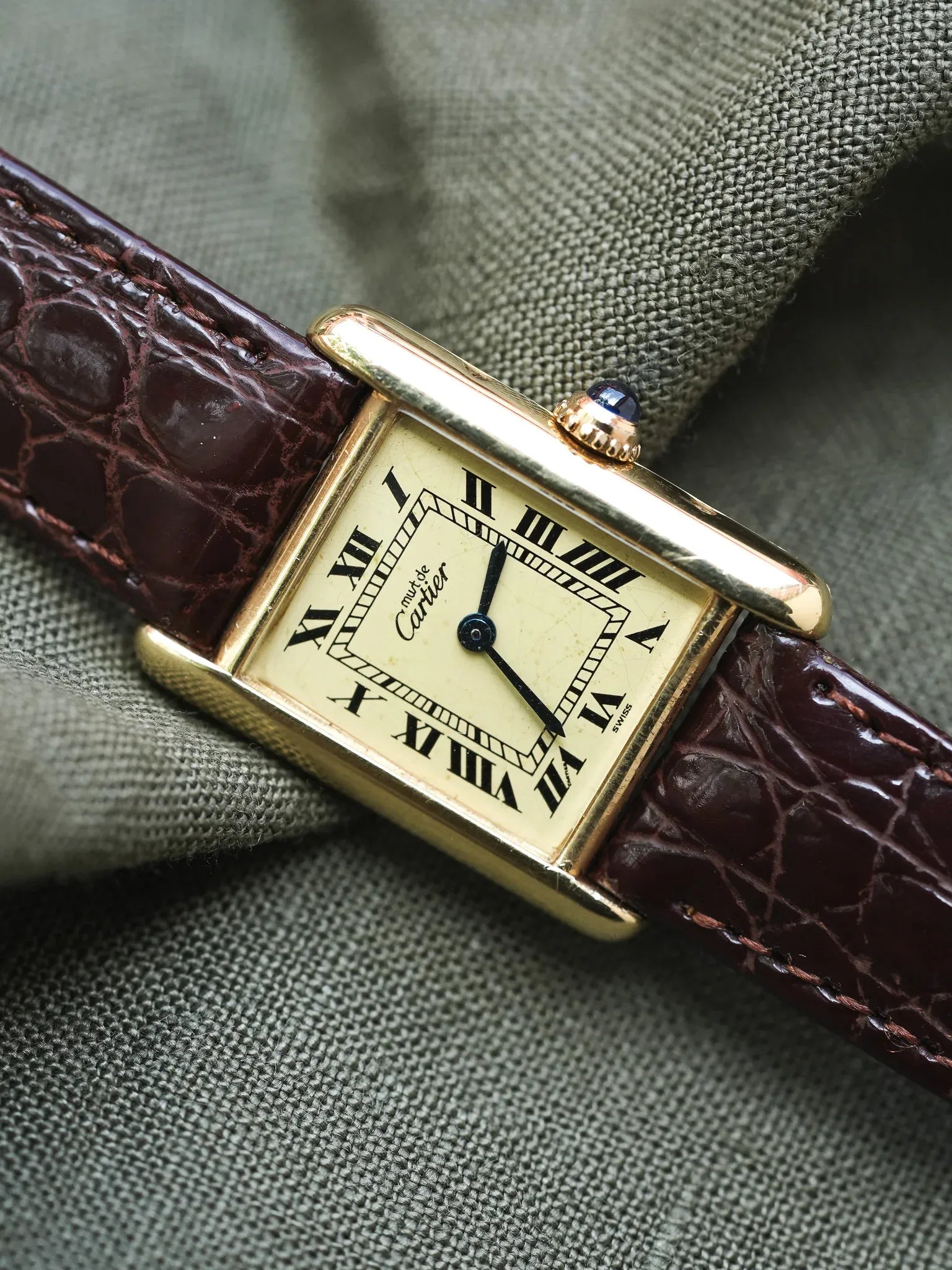 Cartier - Tank Must Vermeil Cadran Jaune Patine Petit modèle quartz - 1980s - Atelier Victor