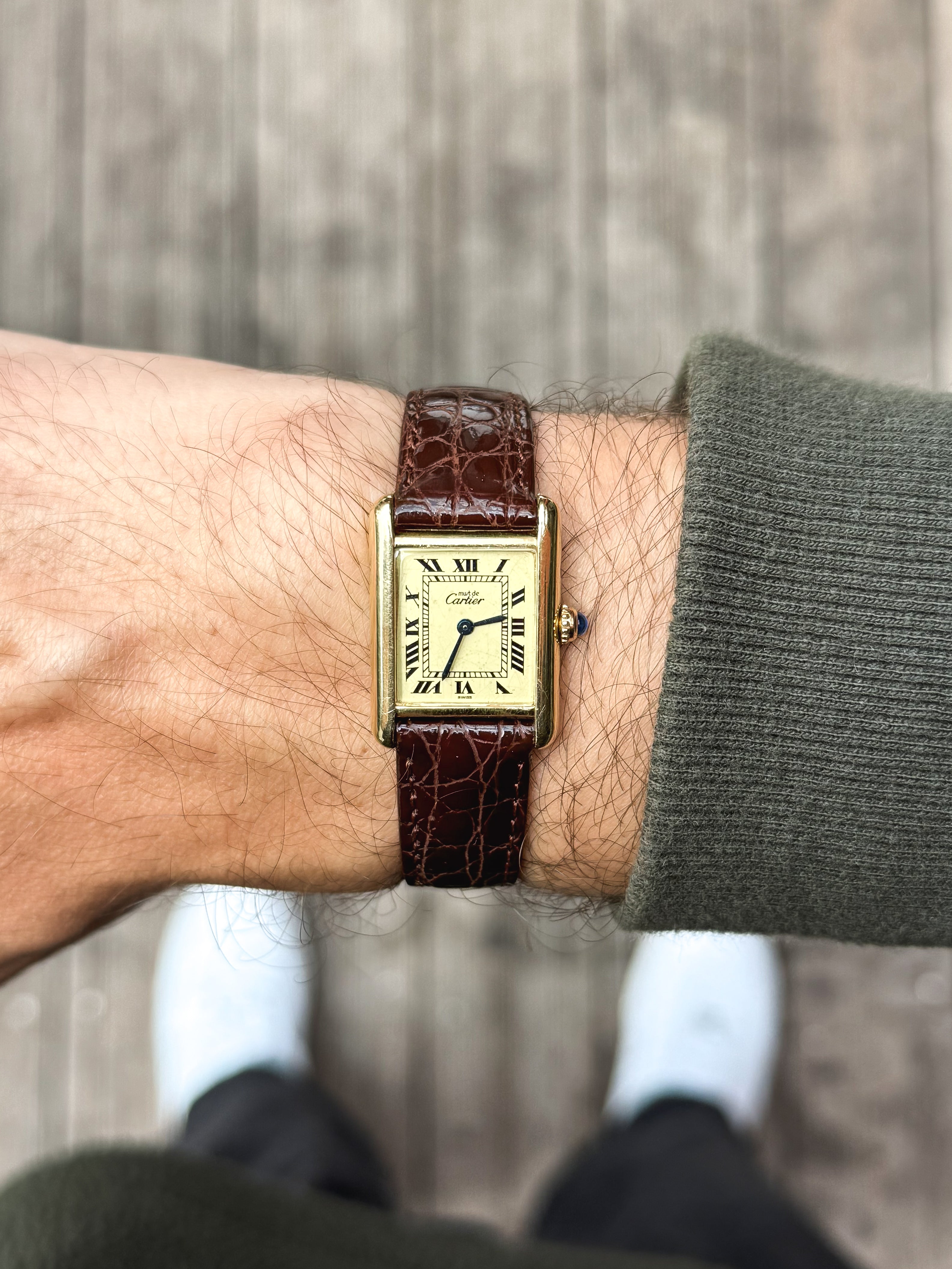 Cartier - Tank Must Vermeil Cadran Jaune Patine Petit modèle quartz - 1980s - Atelier Victor - Vintage  Shop