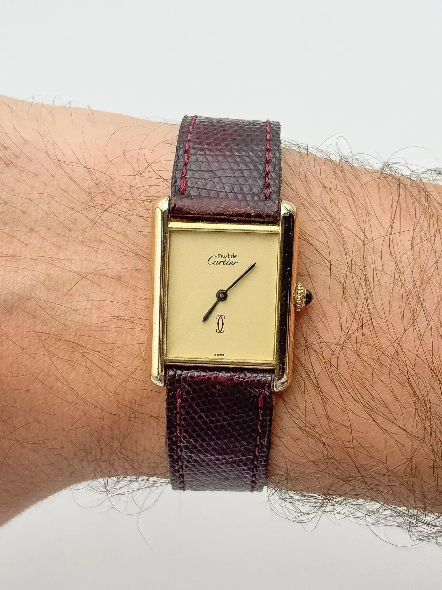Cartier - Tank Must Vermeil Lemon Dial - Box & Paper - 1981