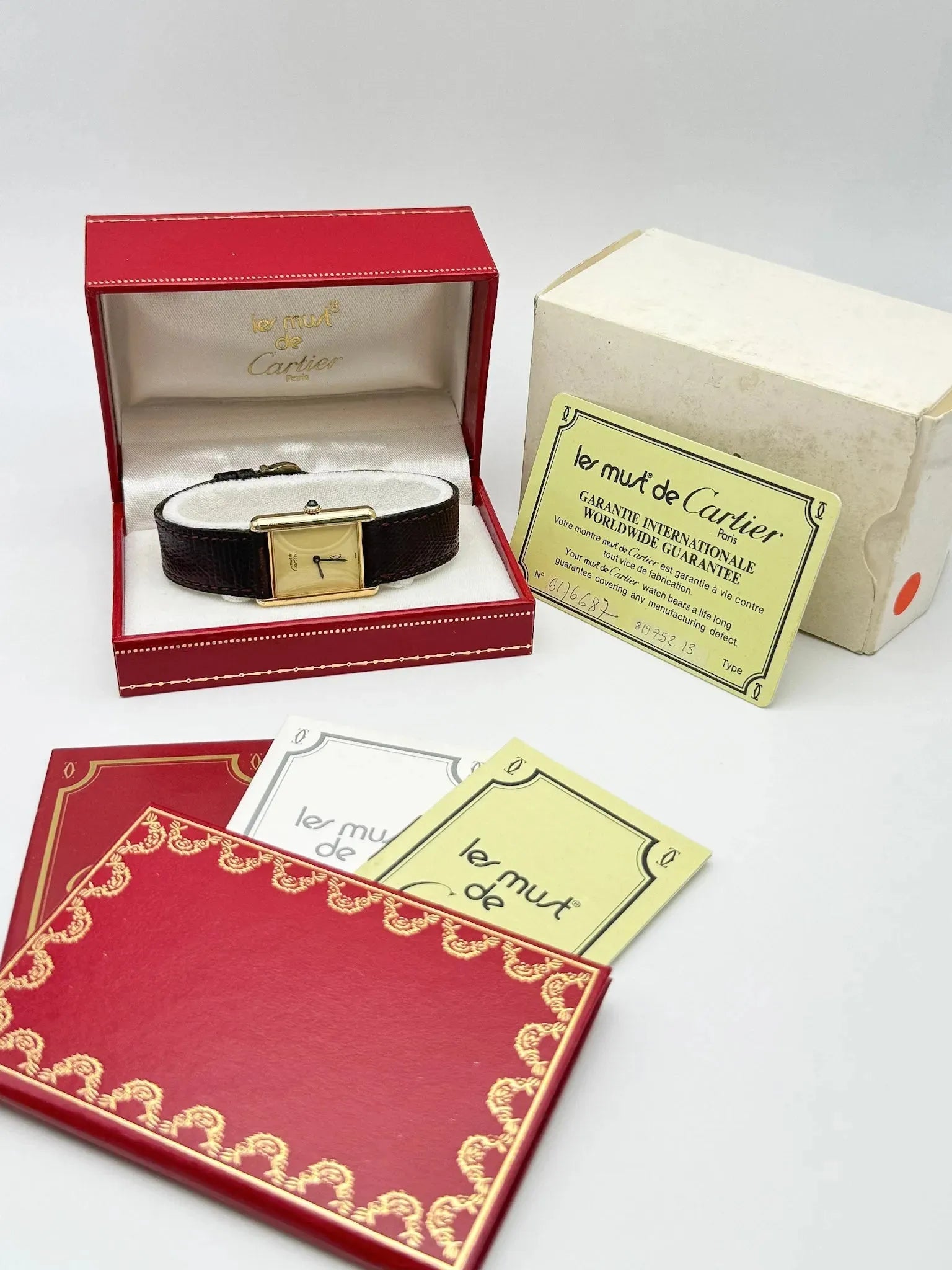 Cartier - Tank Must Vermeil Cadran Lemon - Boite & Papier - 1981 - Atelier Victor - Vintage  Shop