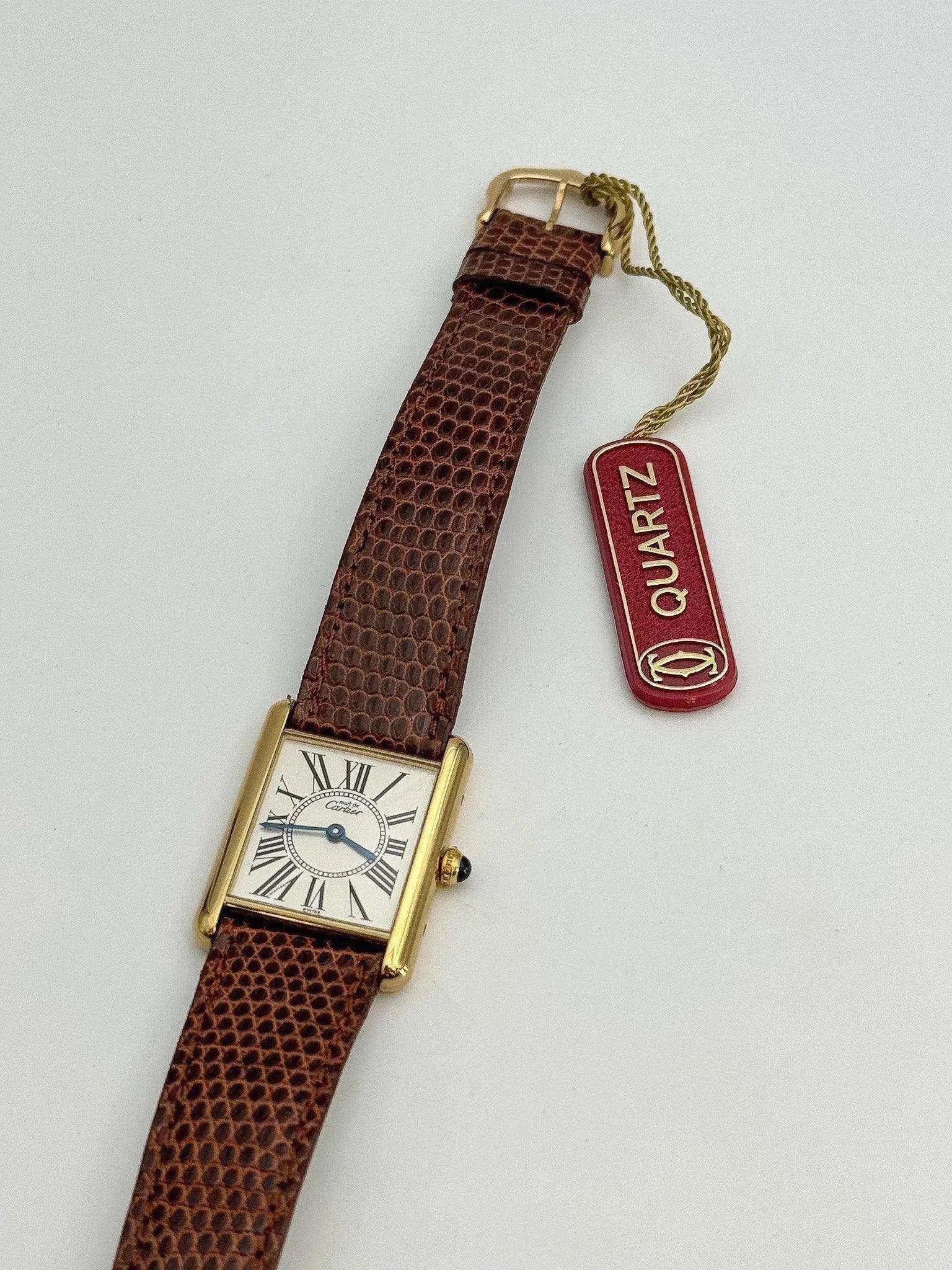 Cartier - Tank Must Vermeil Cadran Opalan - 1980s - Atelier Victor Paris - Vintage Watch Shop Dubai