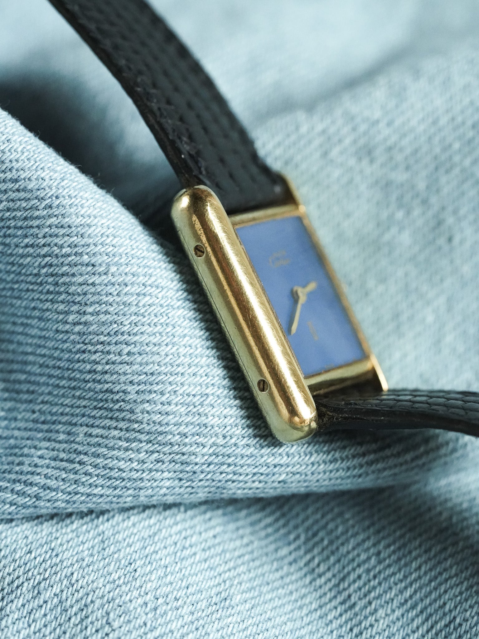 Cartier - Tank SM Must Vermeil Lapis Lazuli - 1980s - Atelier Victor - Vintage  Shop