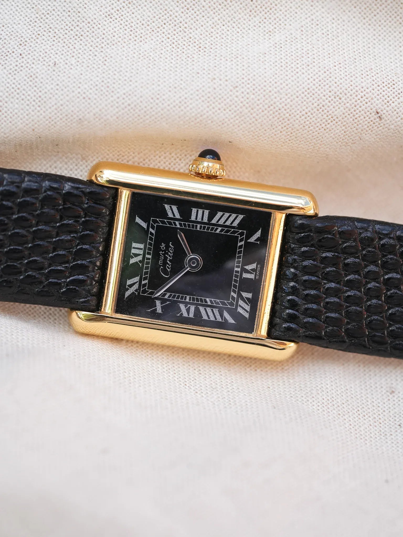 Cartier - Tank SM Must Vermeil Noir Spider - 1980s - Atelier Victor