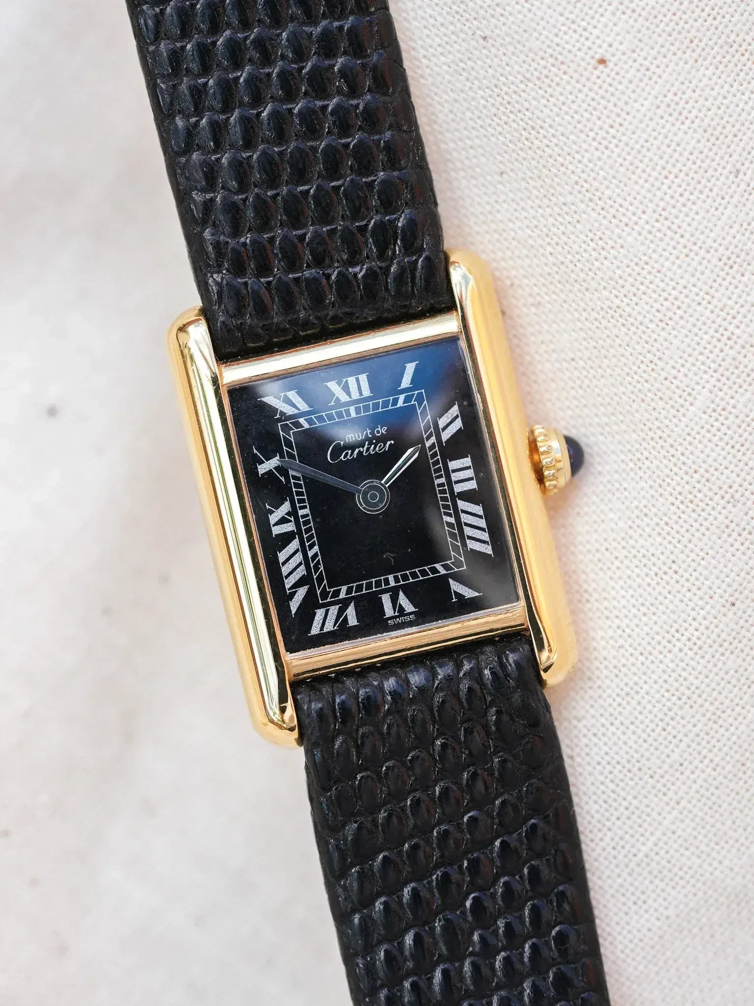Cartier - Tank SM Must Black Vermeil Spider - 1980s