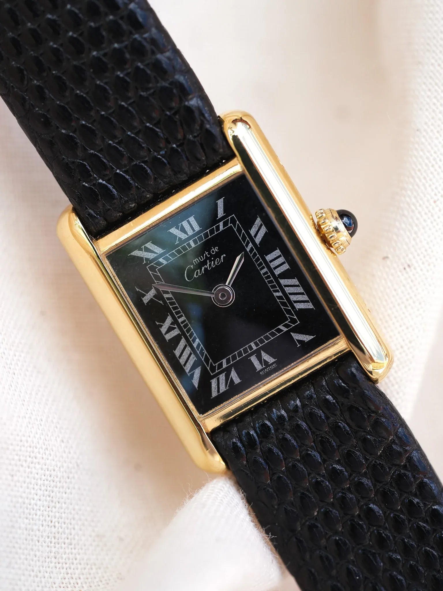 Cartier - Tank SM Must Black Vermeil Spider - 1980s