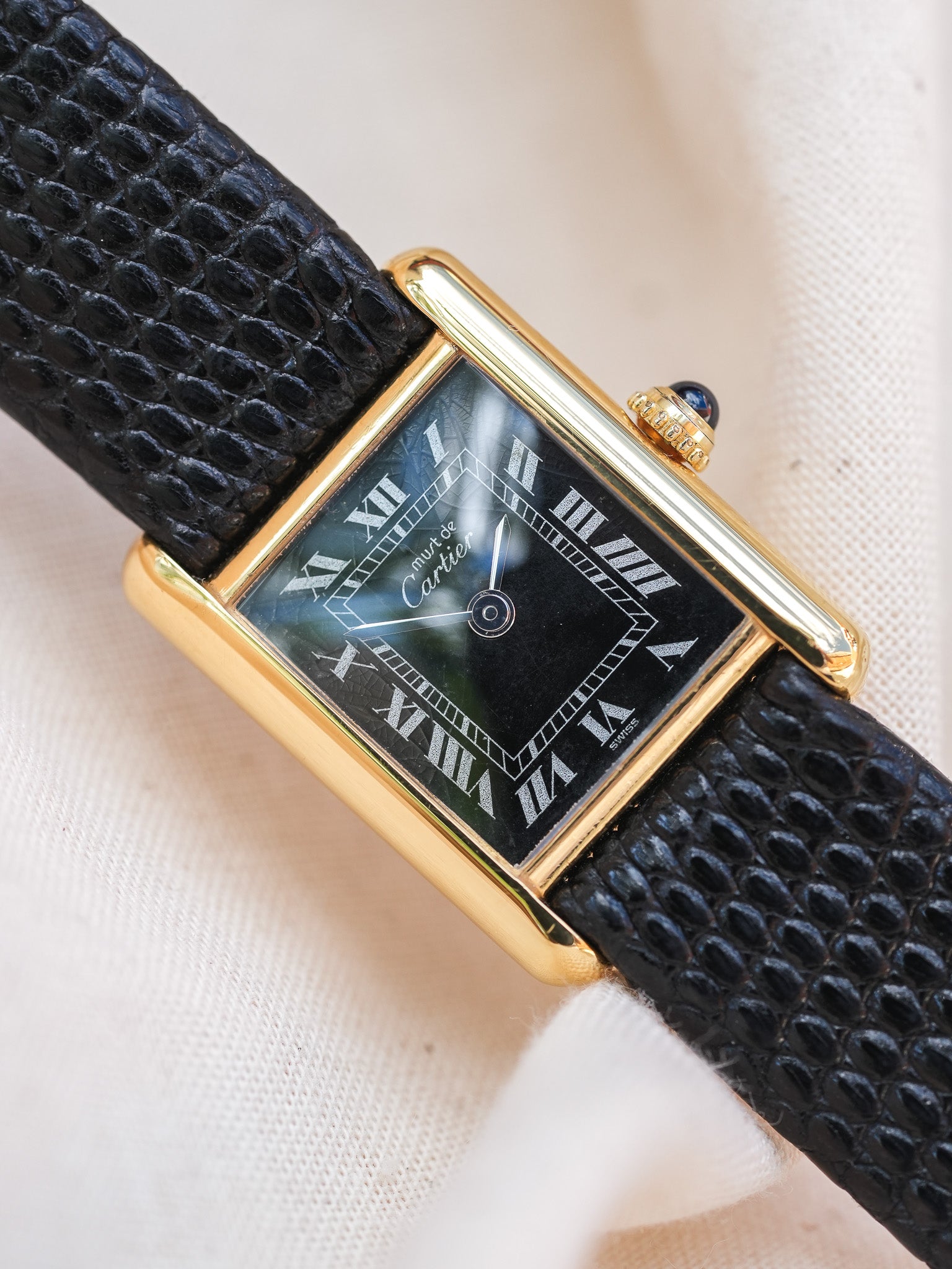 Cartier - Tank SM Must Vermeil Noir Spider - 1980s - Atelier Victor - Vintage  Shop