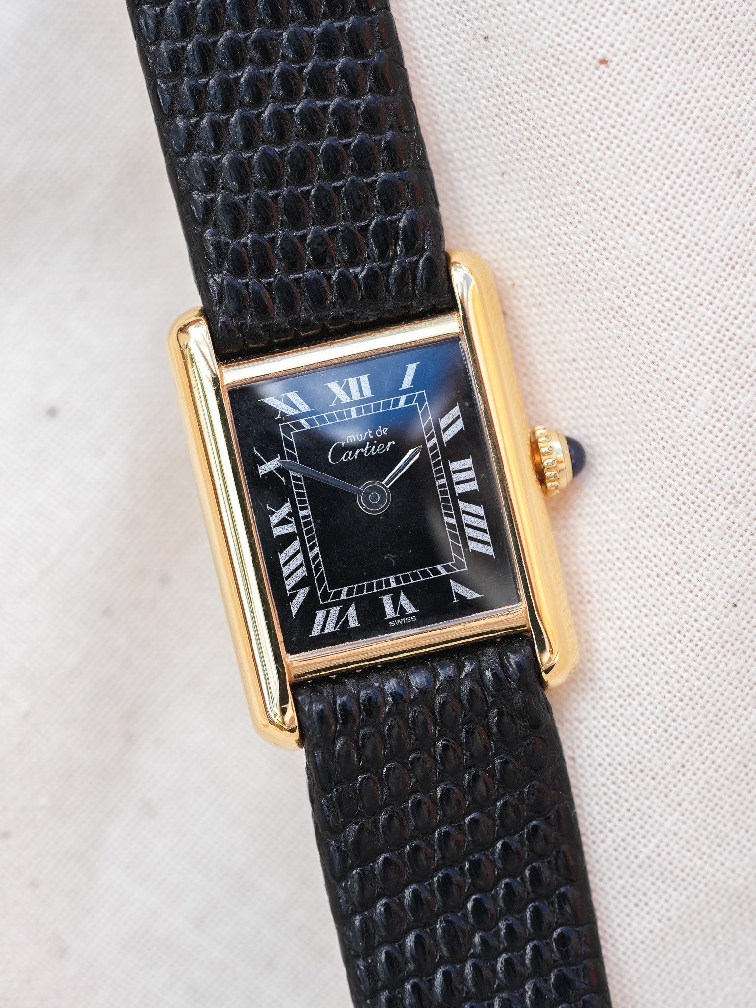 Cartier - Tank SM Must Vermeil Noir Spider - 1980s - Atelier Victor - Vintage  Shop