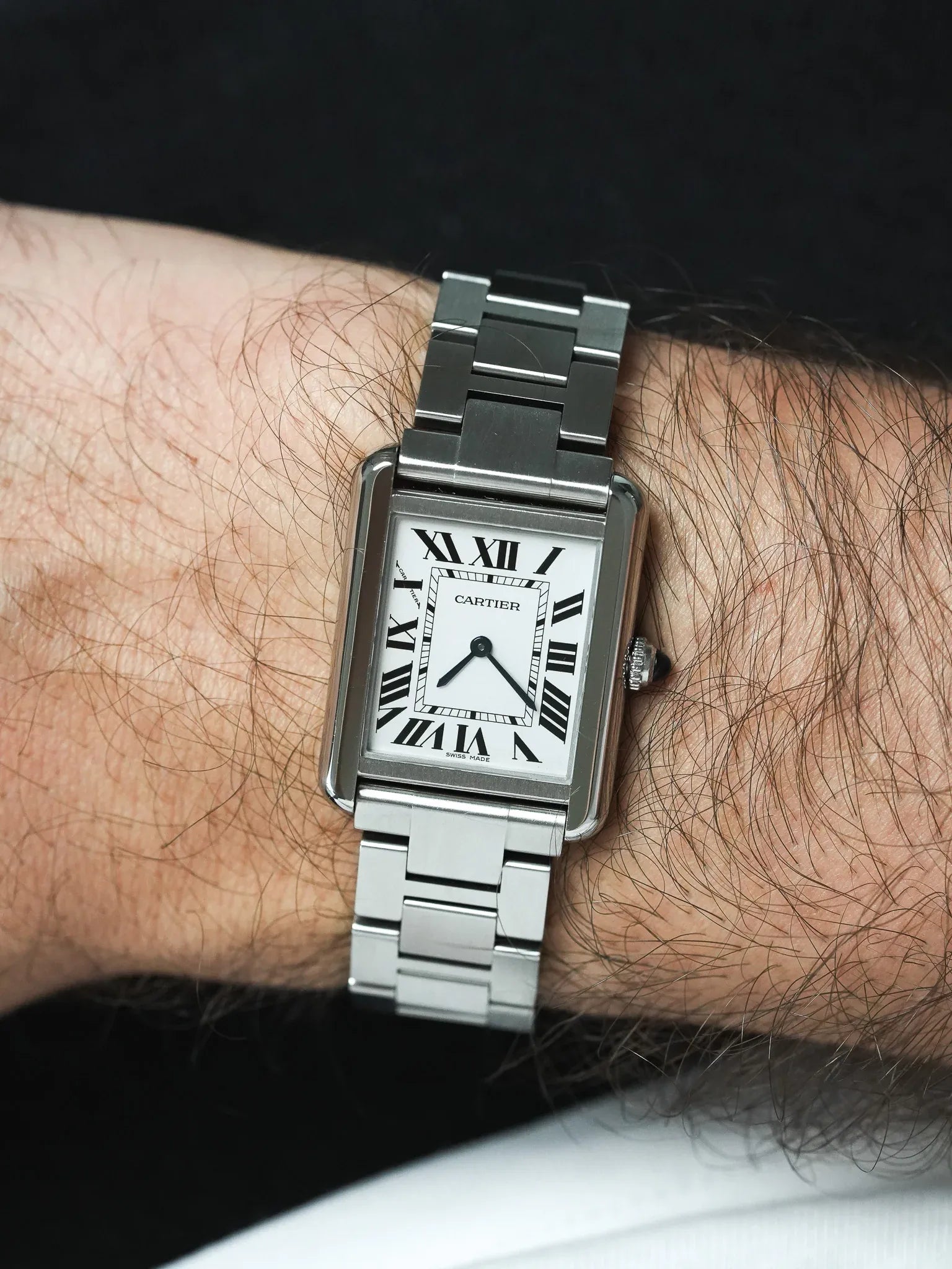 Cartier - Tank Solo Medium ref: 3170 Steel Bracelet Silver Dial - 2000s 