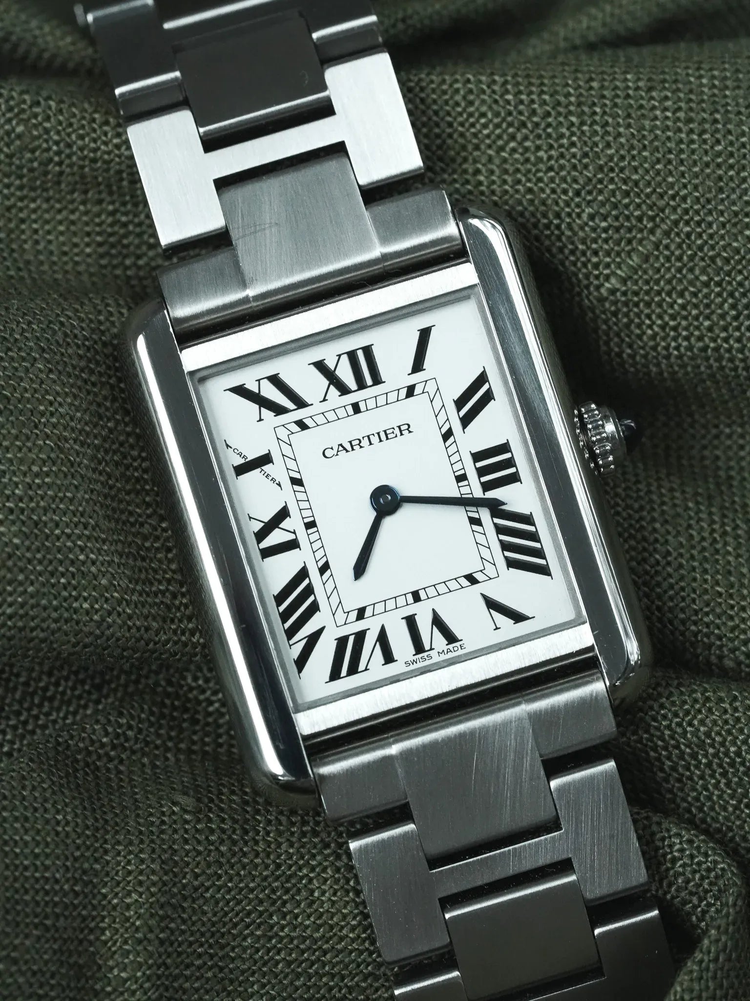 Cartier - Tank Solo Medium ref: 3170 Steel Bracelet Silver Dial - 2000s 