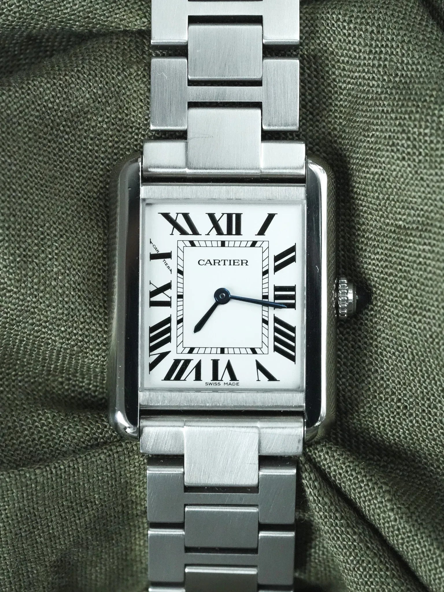Cartier - Tank Solo Medium ref: 3170 Steel Bracelet Silver Dial - 2000s 