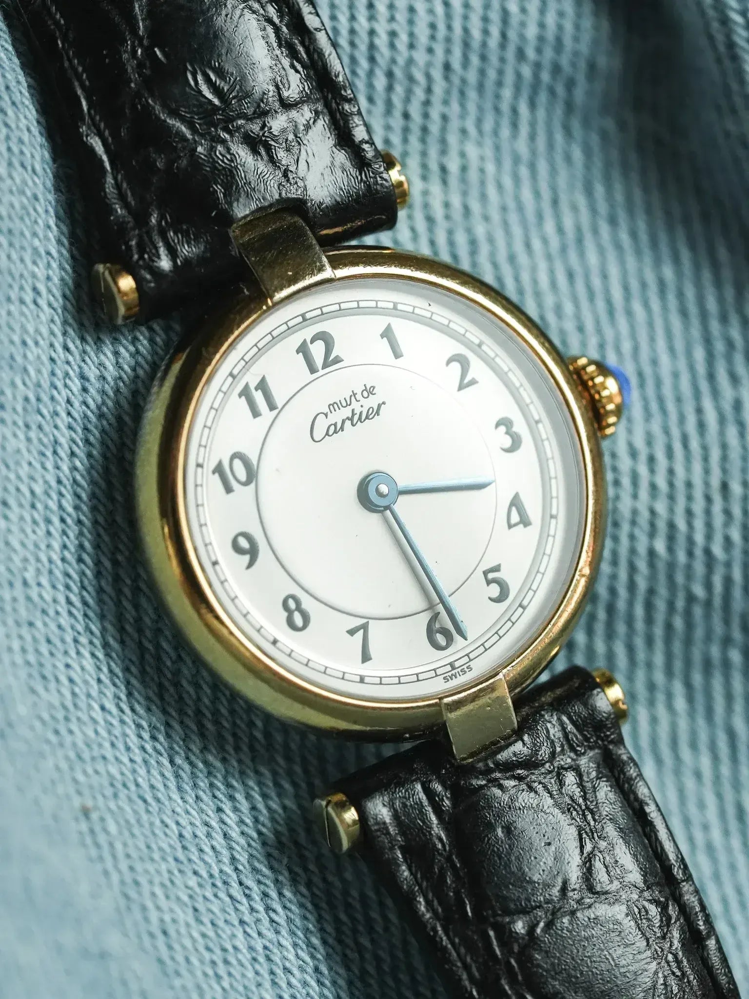 766475/Cartier Must Vandome Vermeil 不動 Cartier - Vendôme Must Vermeil Arabes Buckle deployant - 1990s