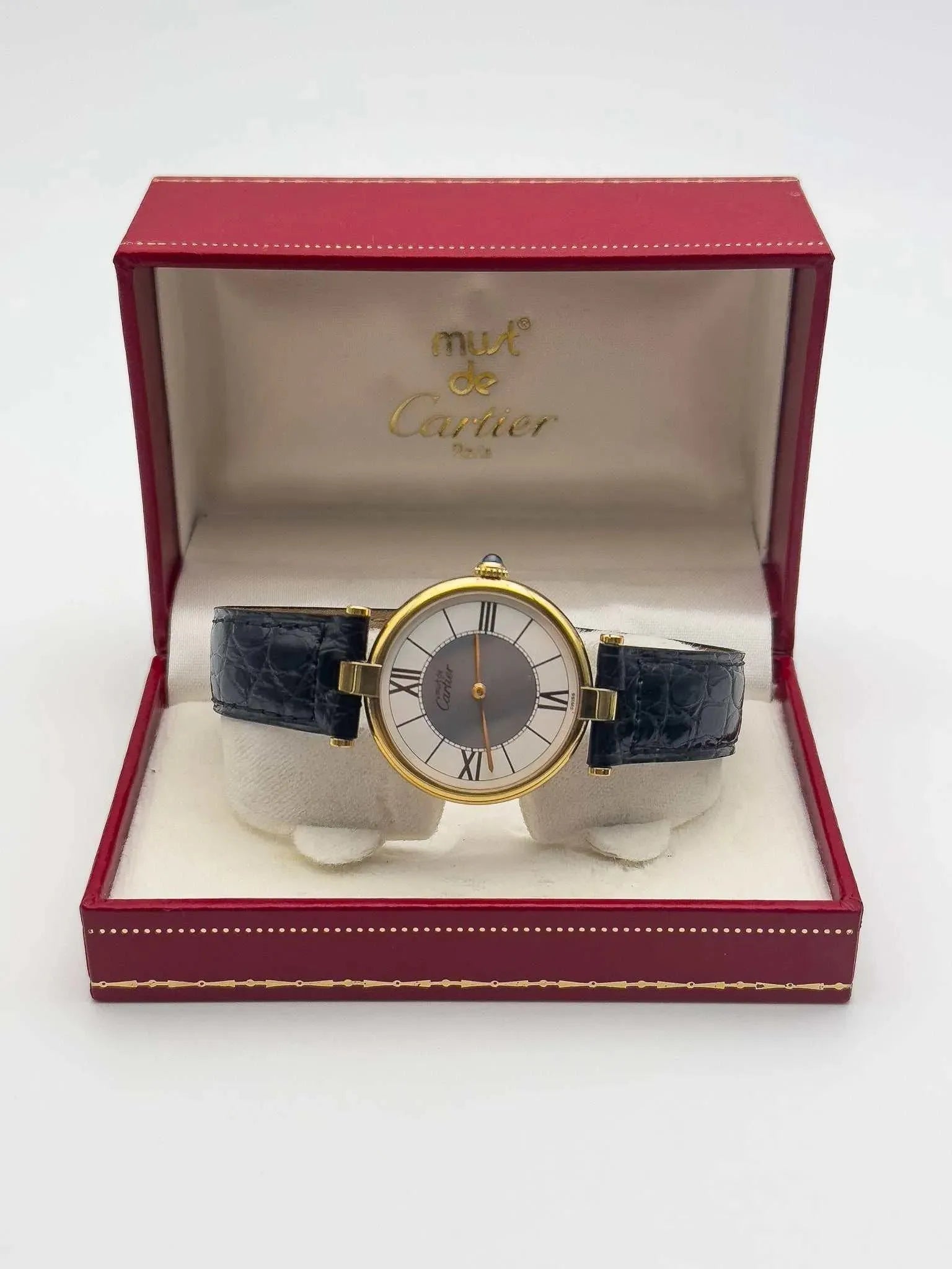 Cartier - Vendome Must Vermeil Boucle Déployante Gris - boite - 1990s - Atelier Victor - Vintage  Shop