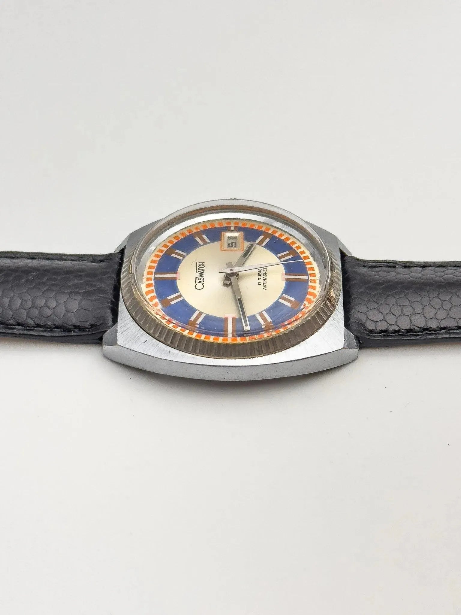 CasWatch - Blue & Orange Date - 1970s - Atelier Victor Paris - Vintage Watch Shop Dubai