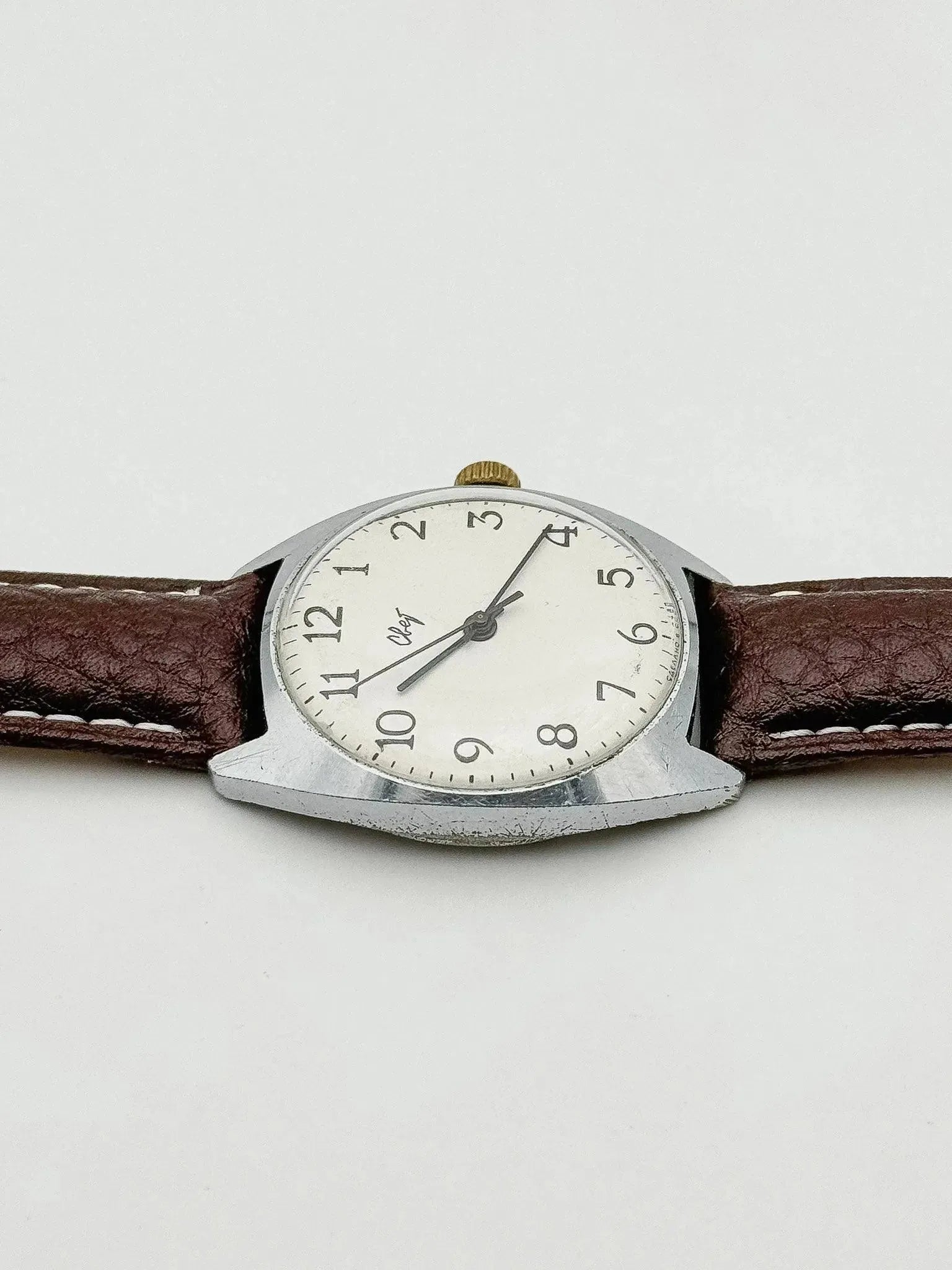 CBET - White Dial Brown Strap - 1970s - Atelier Victor Paris - Vintage Watch Shop Dubai