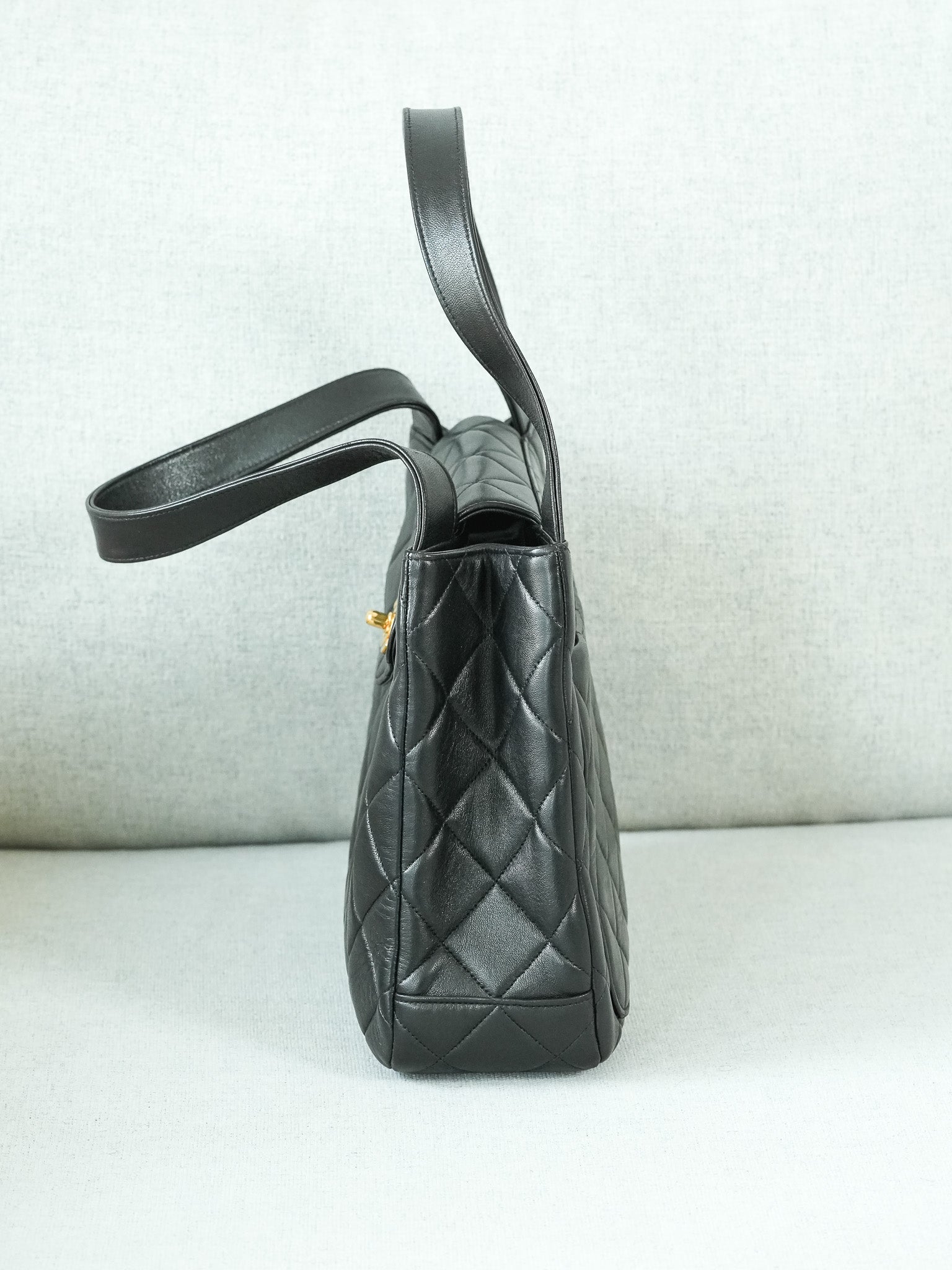 Vintage Chanel Top Handle Black Matelassé Bag (1996) | Atelier Victor