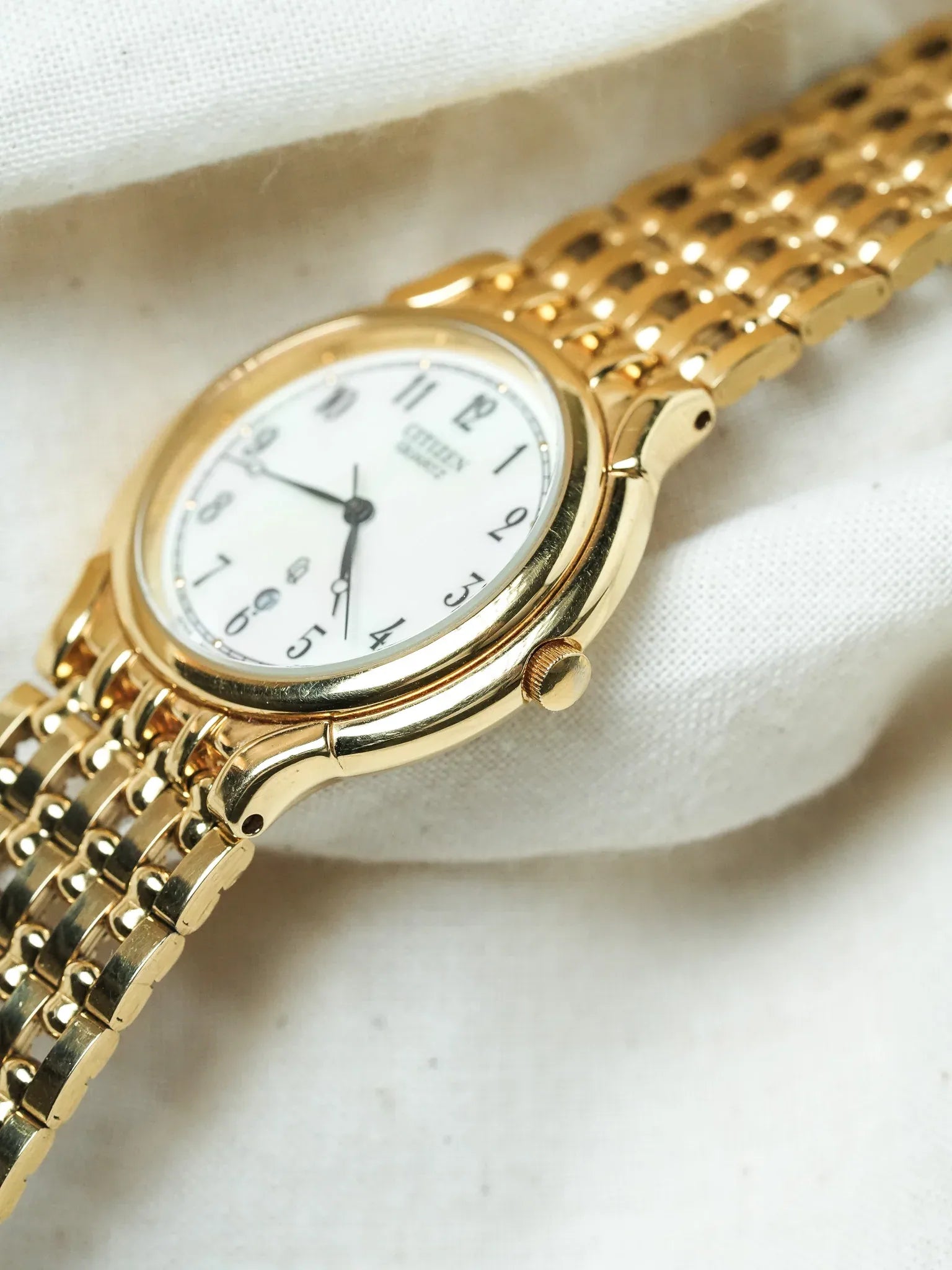 Citizen - Bracelet Maille Or Cadran nacre date - 1997 - Atelier Victor