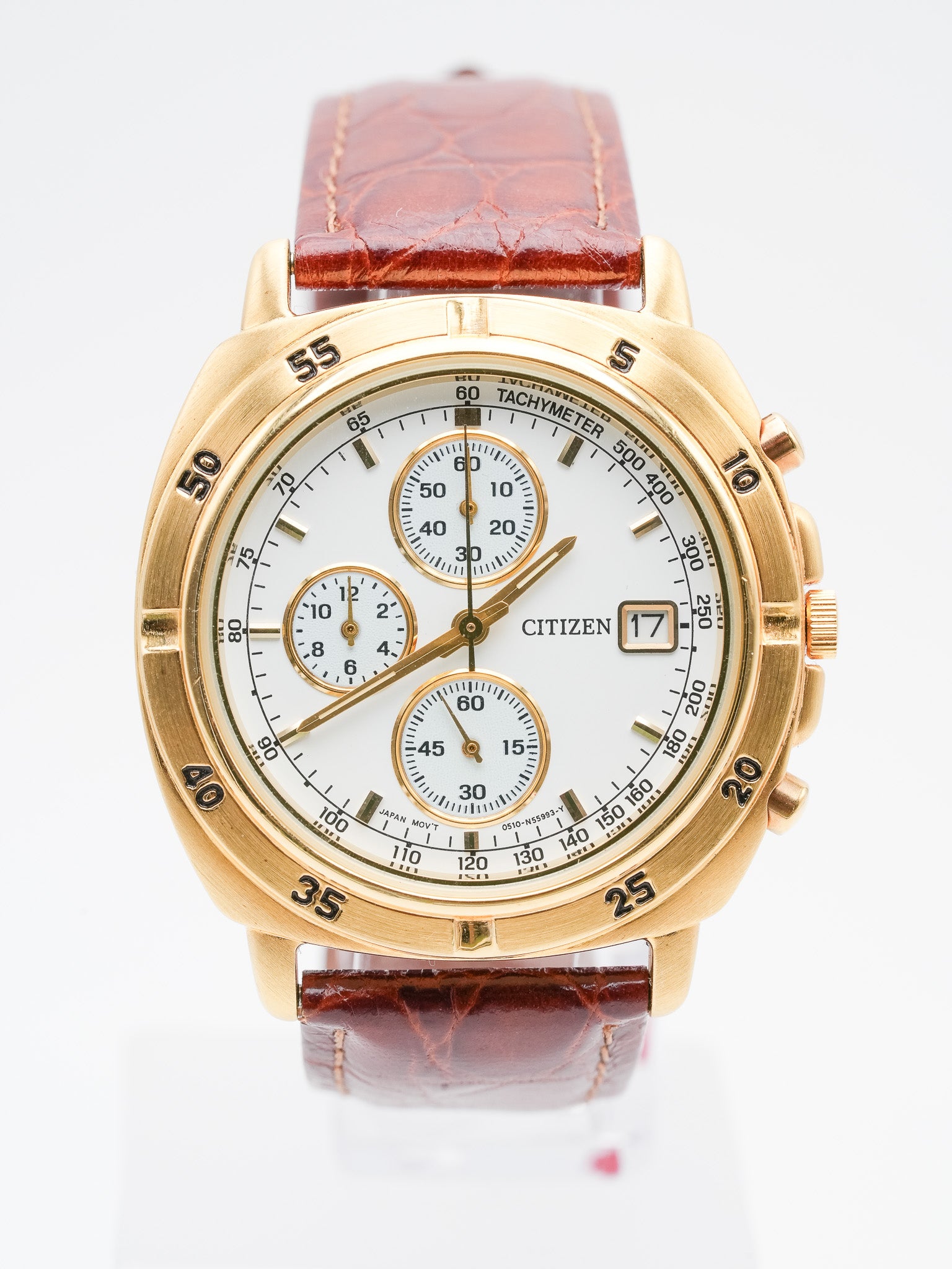 Citizen - Chronographe Plaqué Or Date - NOS - 1990s - Atelier Victor Paris - Vintage Watch Shop Dubai