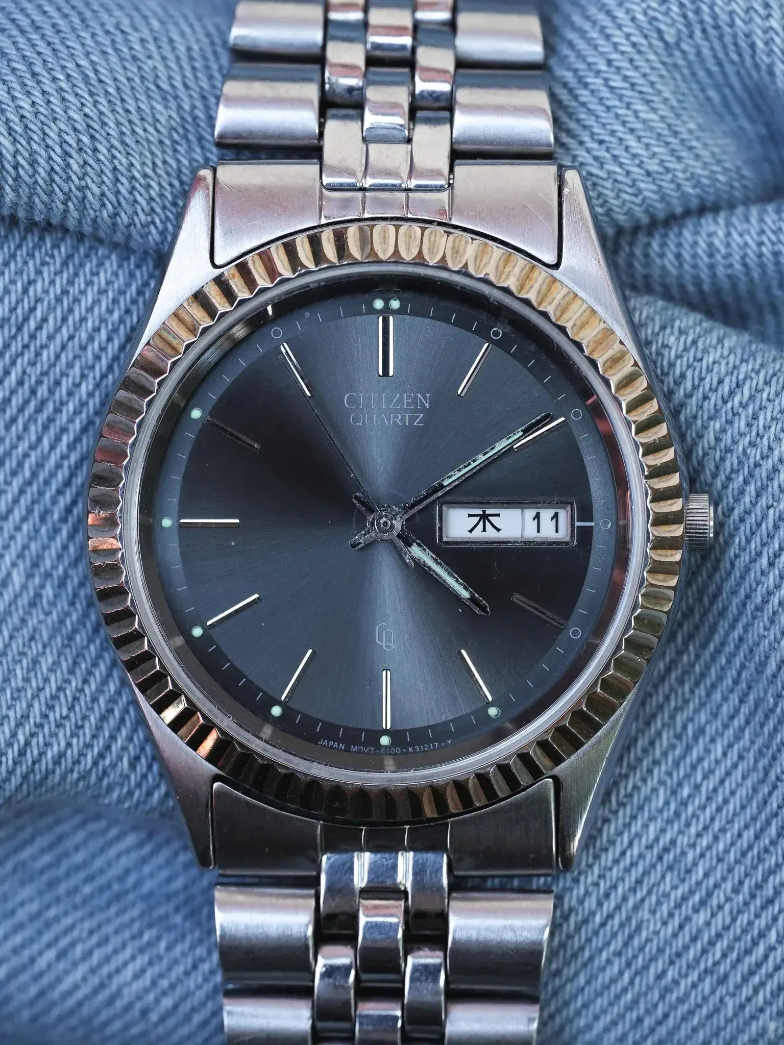 Citizen - Daydate Kanji Jubilee Fluted Steel Gray Dial - 1989
