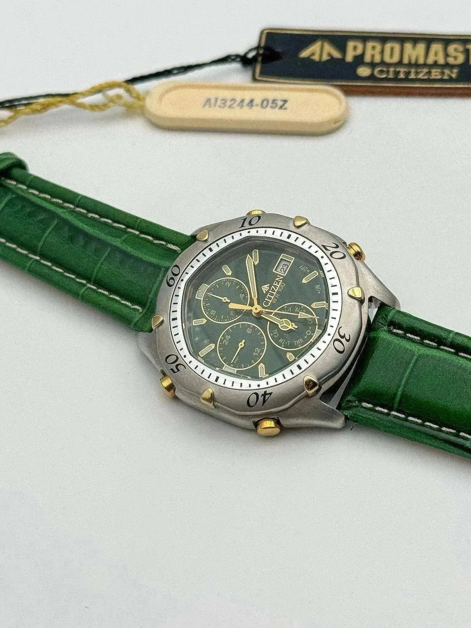 Citizen - Green Alarm Chronograph NOS - FULL SET - 2000s - Atelier Victor
